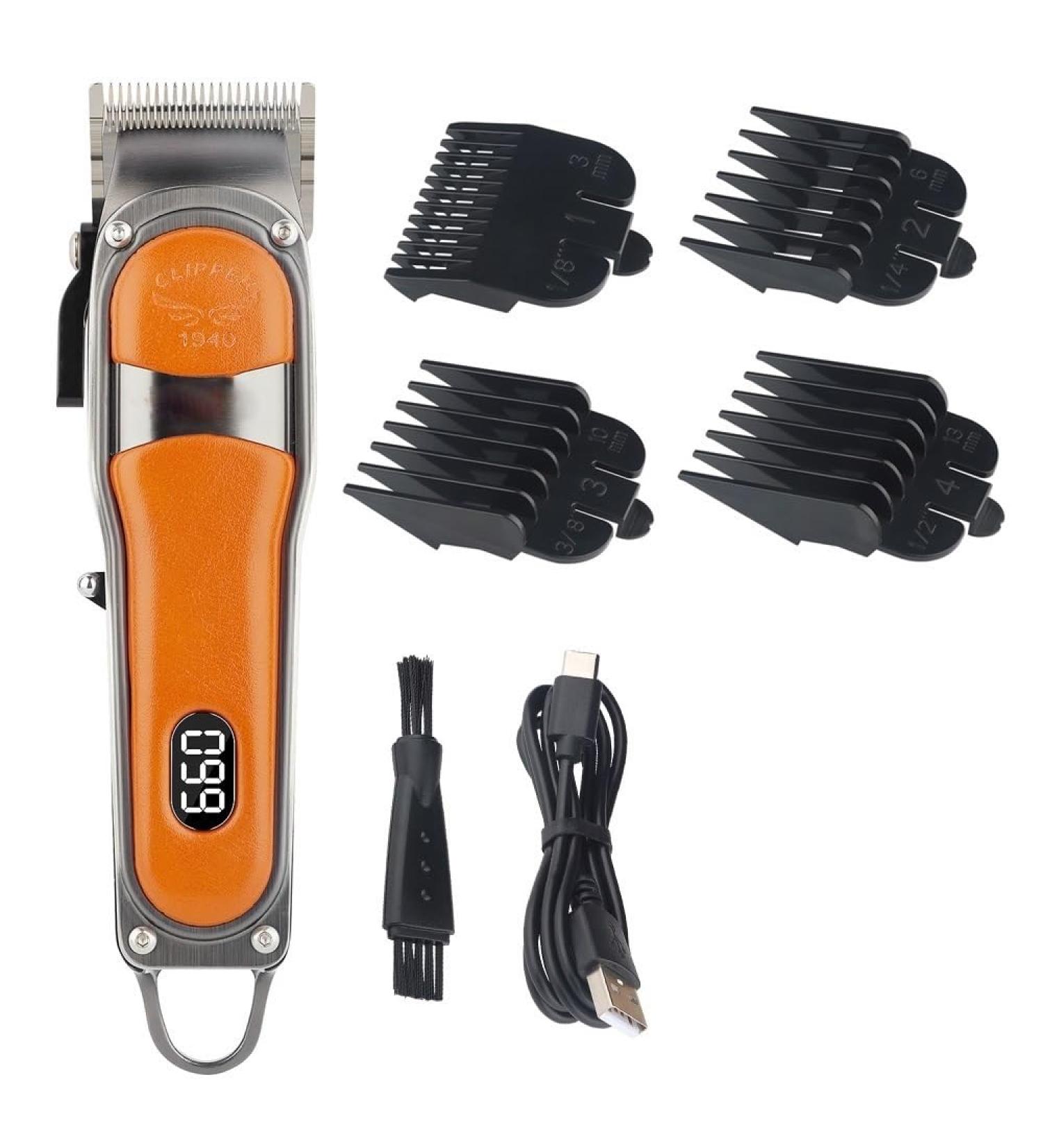 Hair Clippers Hair Cutting Tool Professional Men's Hair Clipper USB Rechargeable Electric Hair Clipper With LED Display Leather Lectric Razor - Buy Online on GoSupps.com