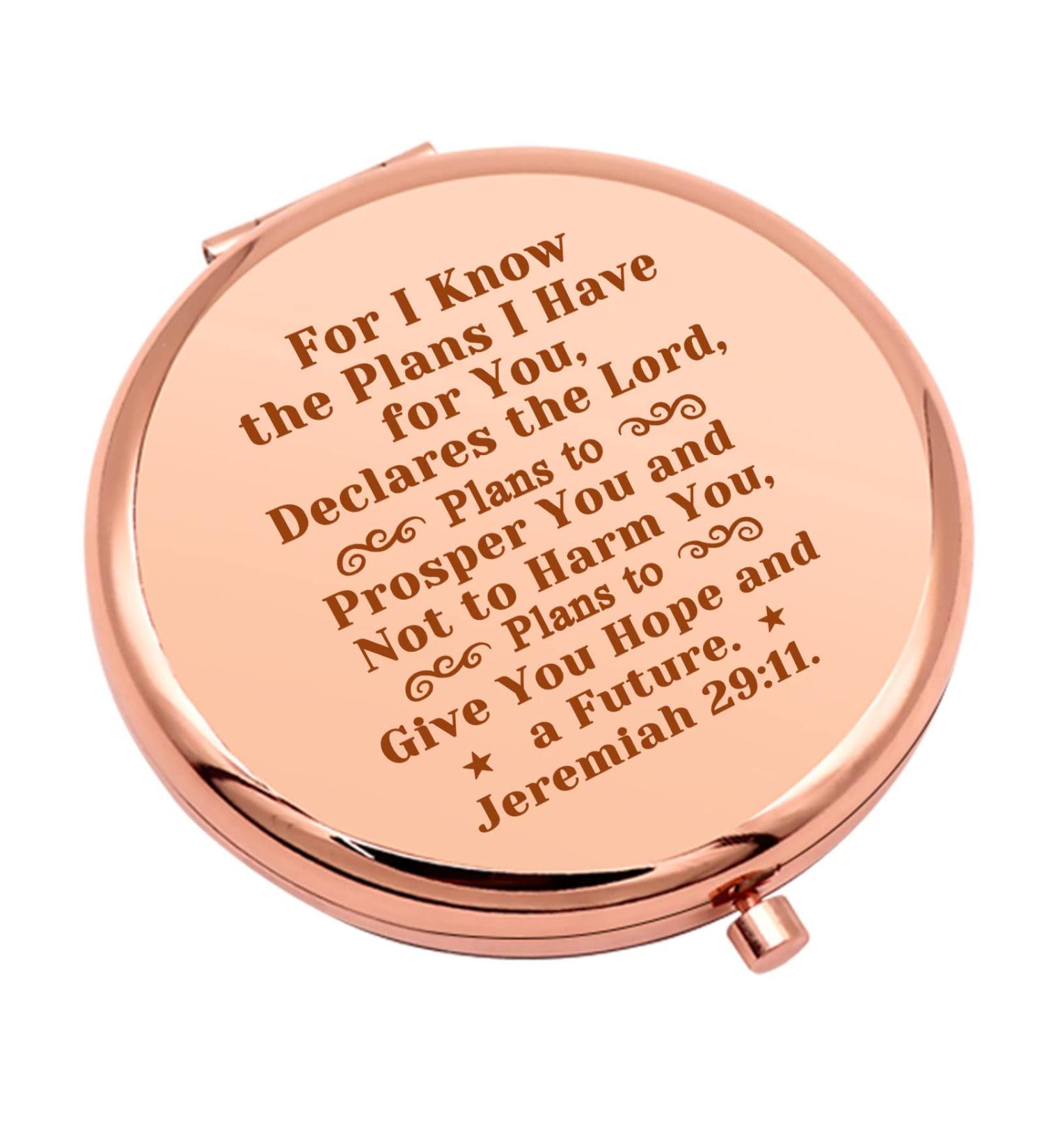 Christian Gifts for Women - Inspirational Compact Makeup Mirror with Bible Verse - Perfect Christmas Birthday Gift for Friend or Sister - Buy Online on GoSupps.com