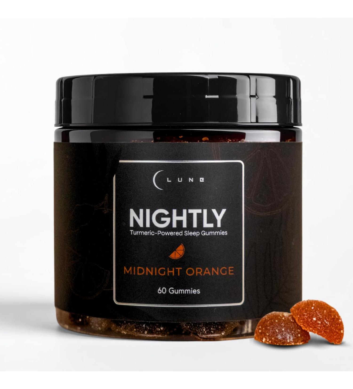 Nightly Extended Release Sleep Gummies - 2mg Melatonin with 5-HTP Valerian Root & Turmeric - All Night Sleep Support Blood Orange Flavor 100% Vegan 60 Count - Buy Online on GoSupps.com