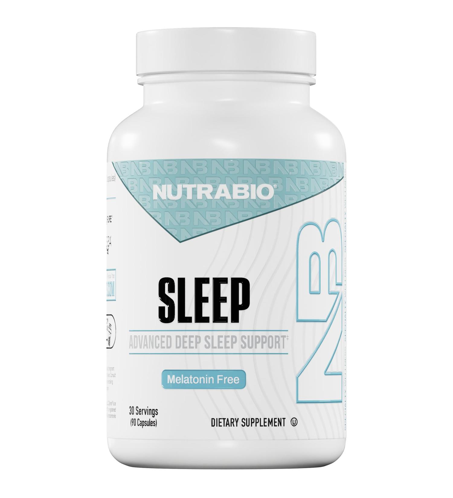 NutraBio Sleep - Advanced Deep Sleep Supplement - Restorative Natural Sleep Aid Reduces Restlessness - Melatonin Free Sleep Aid - 30 Servings- 90 Capsules - Buy Online on GoSupps.com