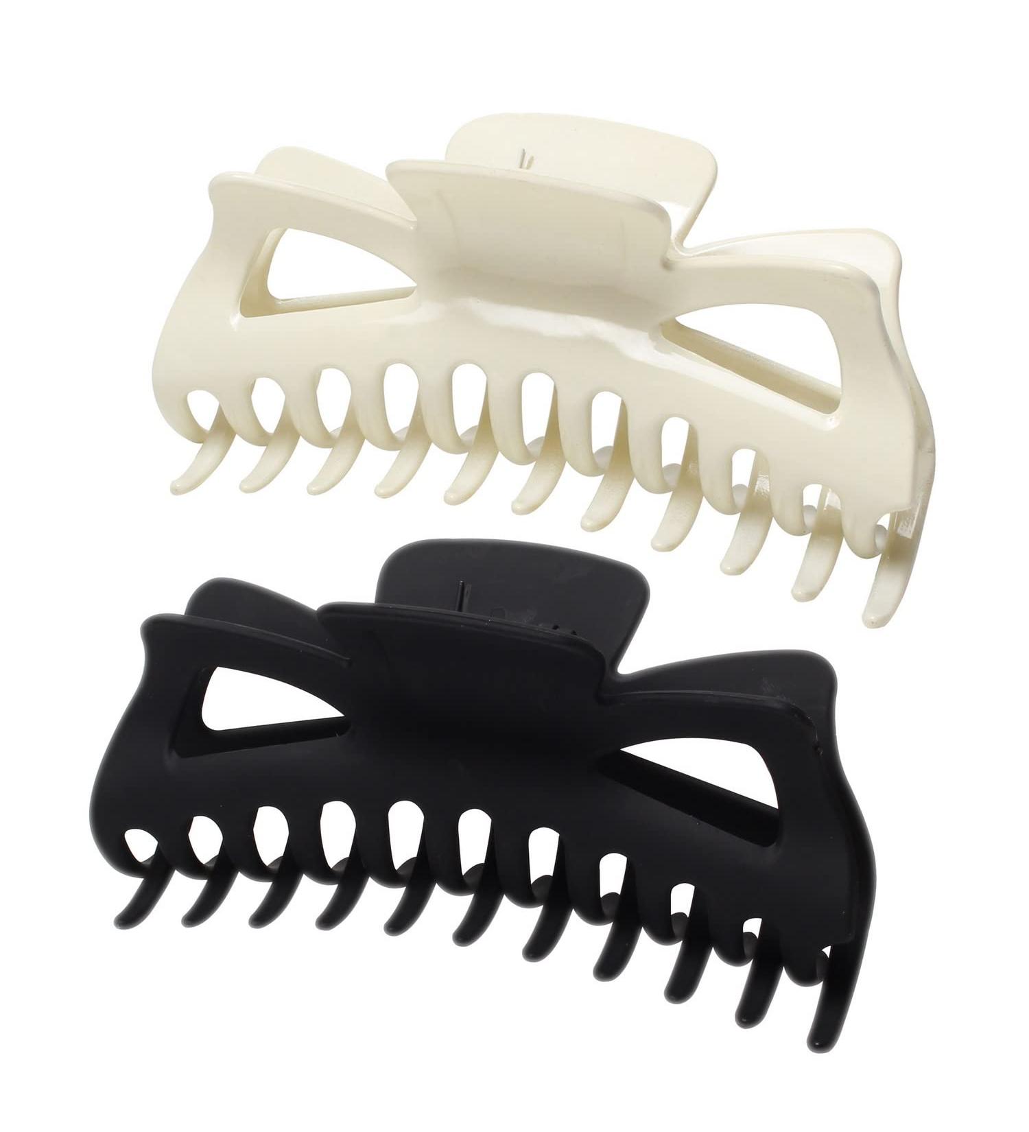 Large 5.5 Inch Frosted Black Hair Claw Clips for Women - Pack of 2 | Non-Slip Big Plastic Hair Clamps | Hair Accessories for Thick Hair (Color A) - Buy Online on GoSupps.com