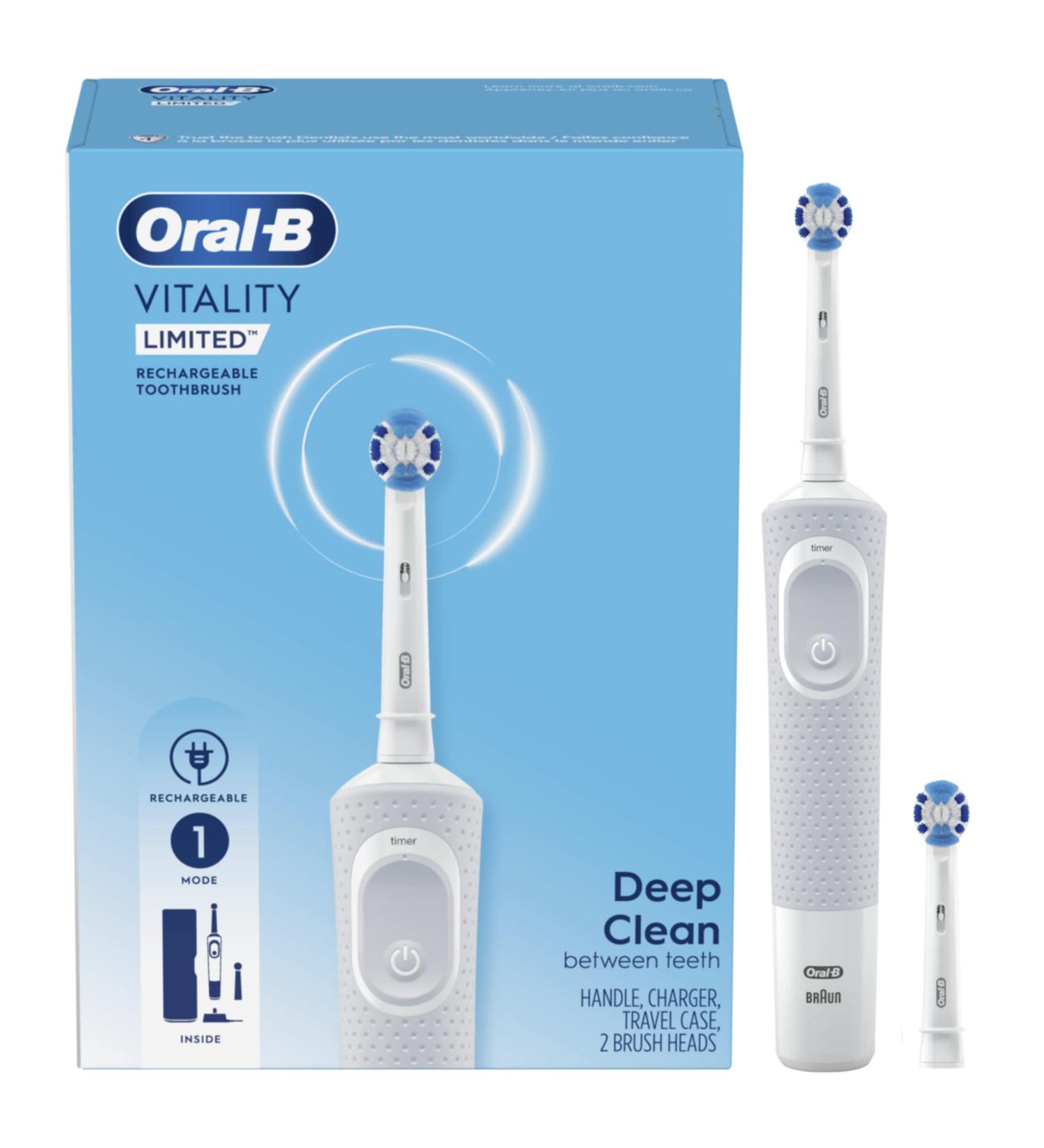 Oral-B Vitality Limited Precision Clean Rechargeable Toothbrush - White (1 Refill) - Buy Online on GoSupps.com