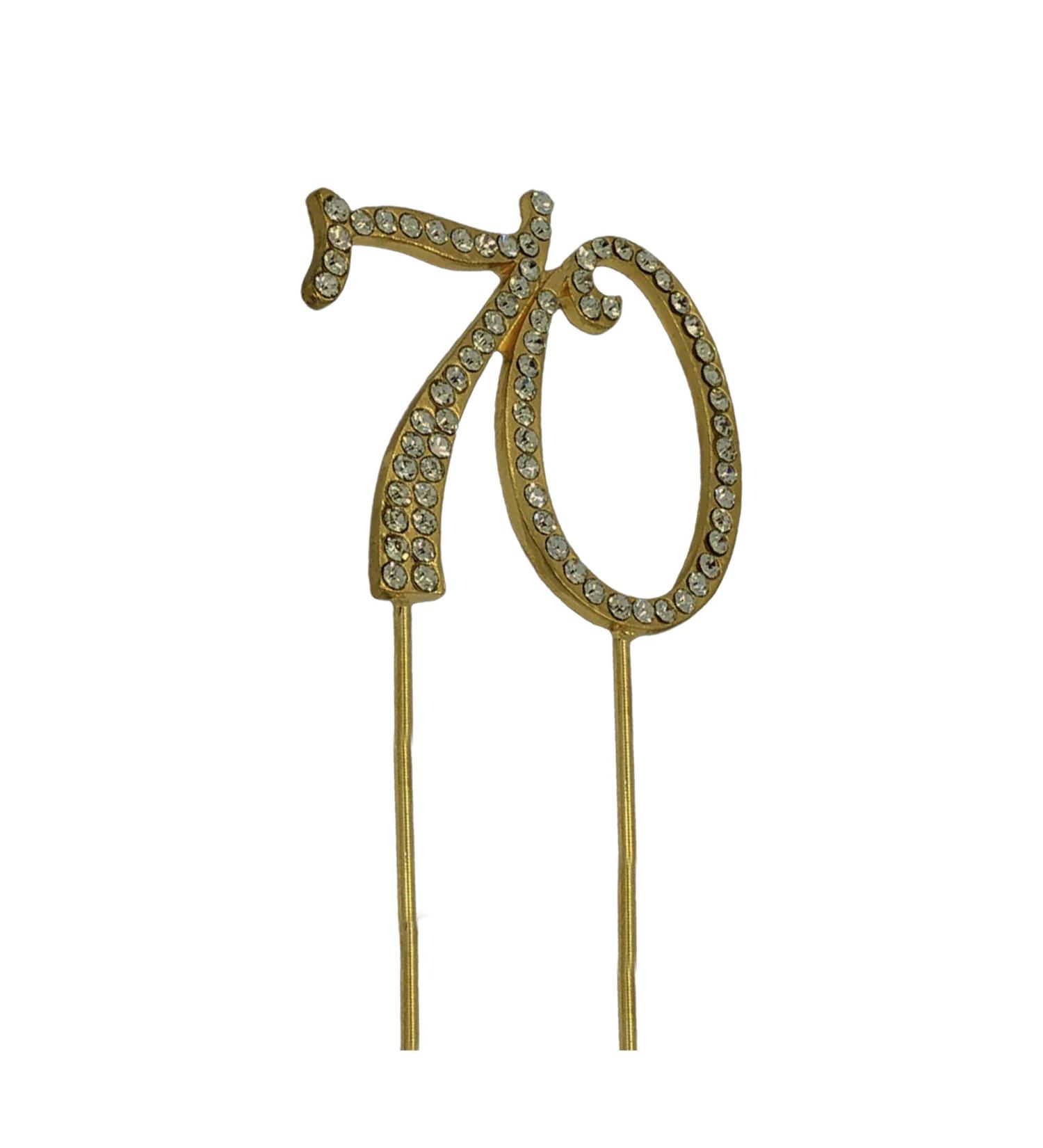 Vincenza Rhinestone Crystal Birthday Cake Topper Number Pick 70th with Diamante Gems - Cake Decorations for Wedding Anniversary Birthday Party (Gold) - Buy Online on GoSupps.com