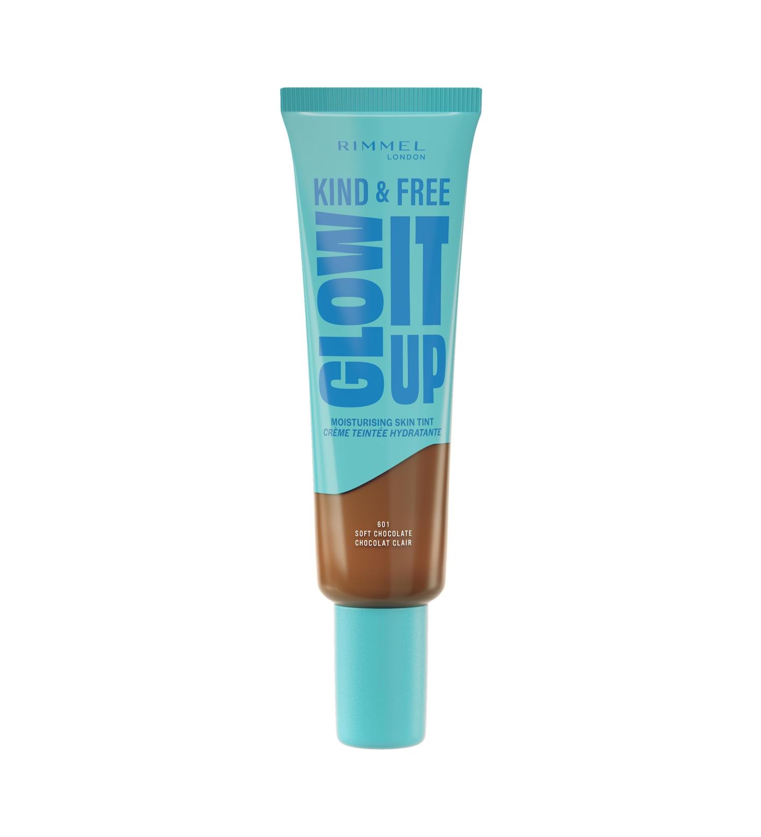 Rimmel Rimmel London Kind & Free GLOW IT UP Moisturizing Foundation 601 Soft Chocolate Soothes sensitive skin Healthy and luminous color All-day hydration 30 ml