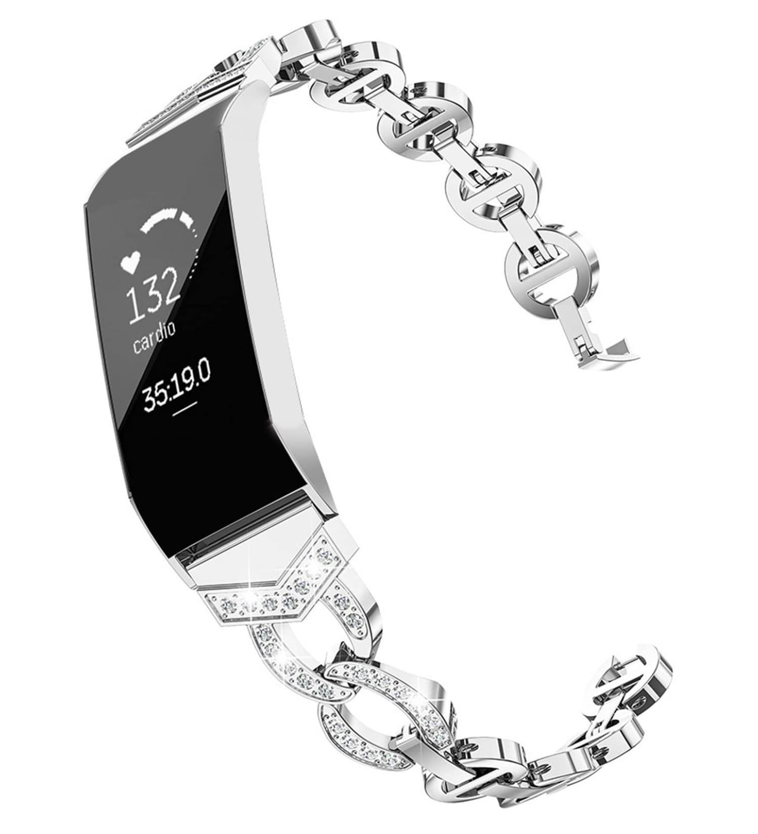 ToYouth Compatible Fitbit Charge 4 Bands/Charge 3 Bands Bling Bracelet Wristbands - Premium Metal Straps for Women - Buy Online on GoSupps.com