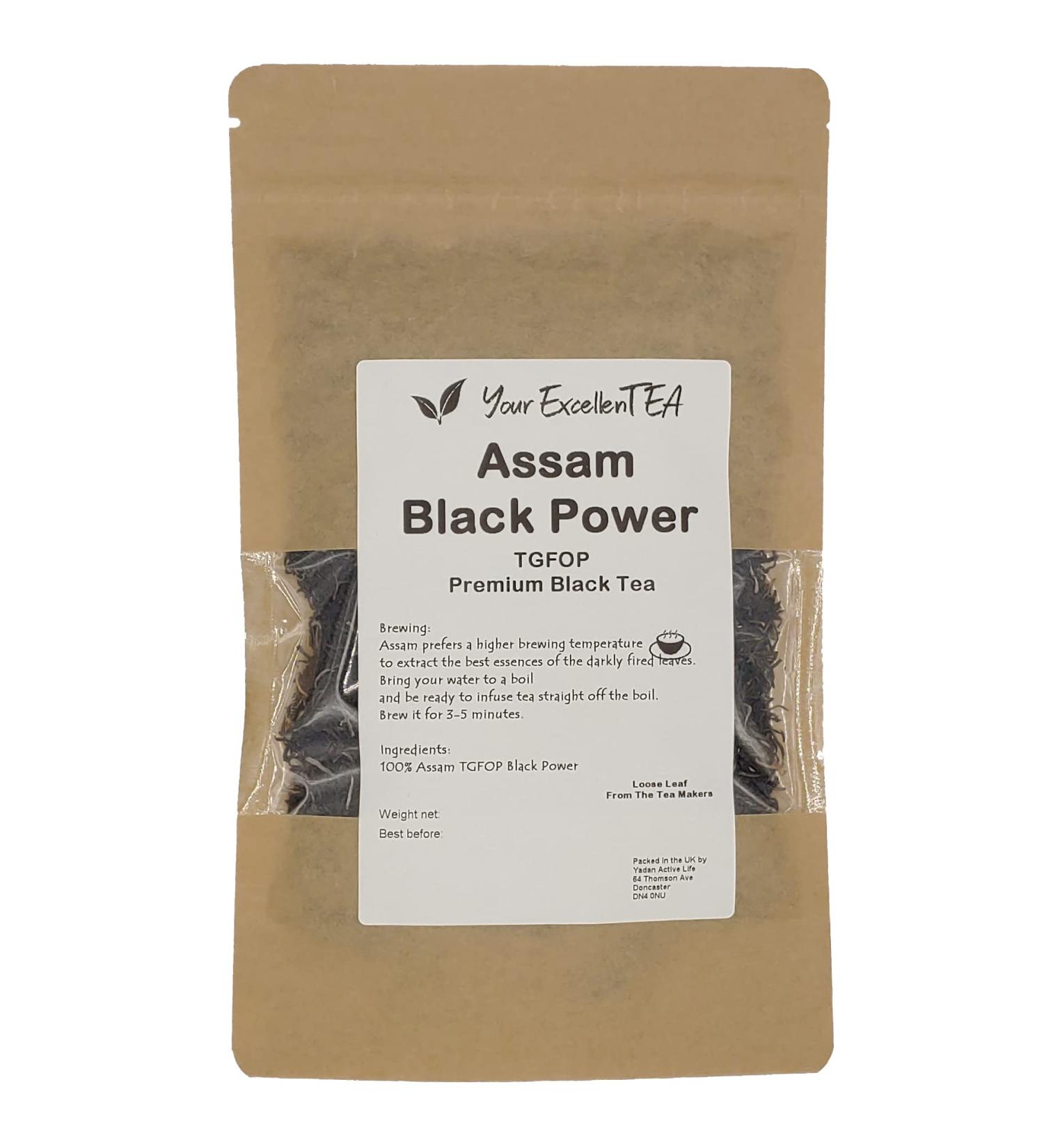 Assam Black Power Tea Loose Leaf TGFOP - Tippy Golden Flowery Orange Pekoe (100g) Assam Black Power 100g - Buy Online on GoSupps.com