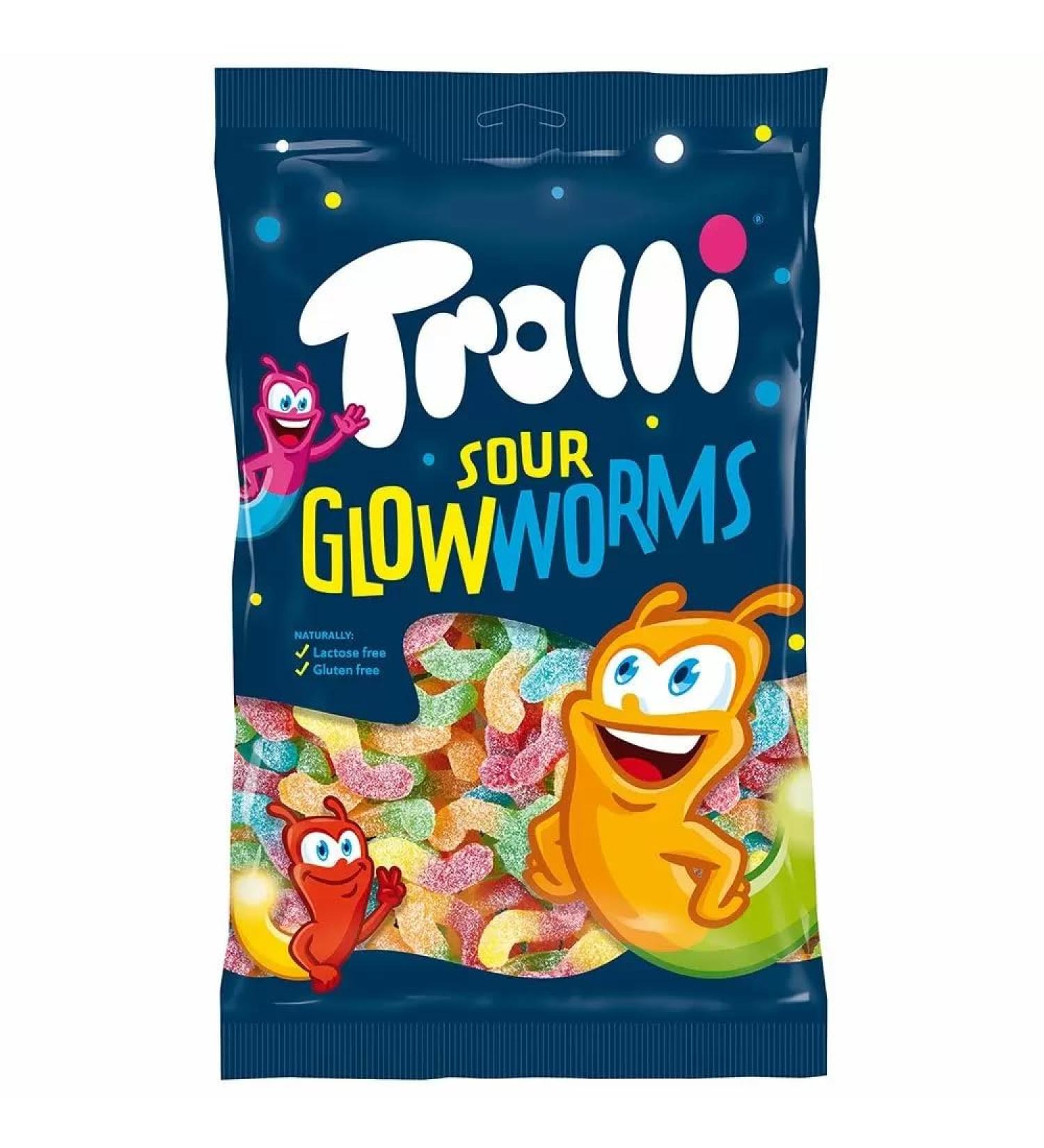 Trolli Sour Glow Worms Gummy Sweets 150g (Pack of 3)