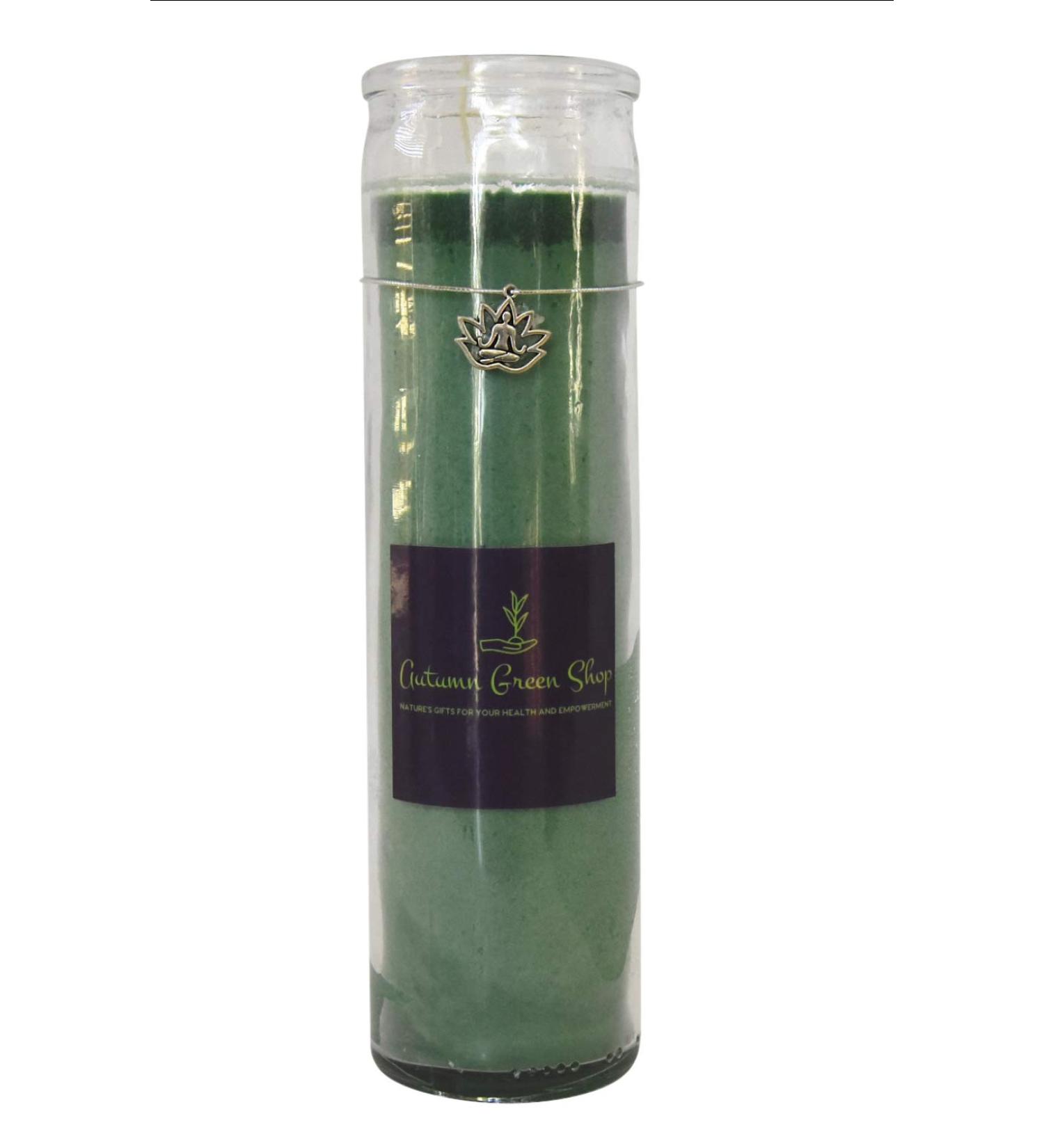 Green Candle for Meditation & Spiritual Healing | Lotus/Charm - Stress Relief & Balance Enhancer - International Shipping - Buy Online on GoSupps.com