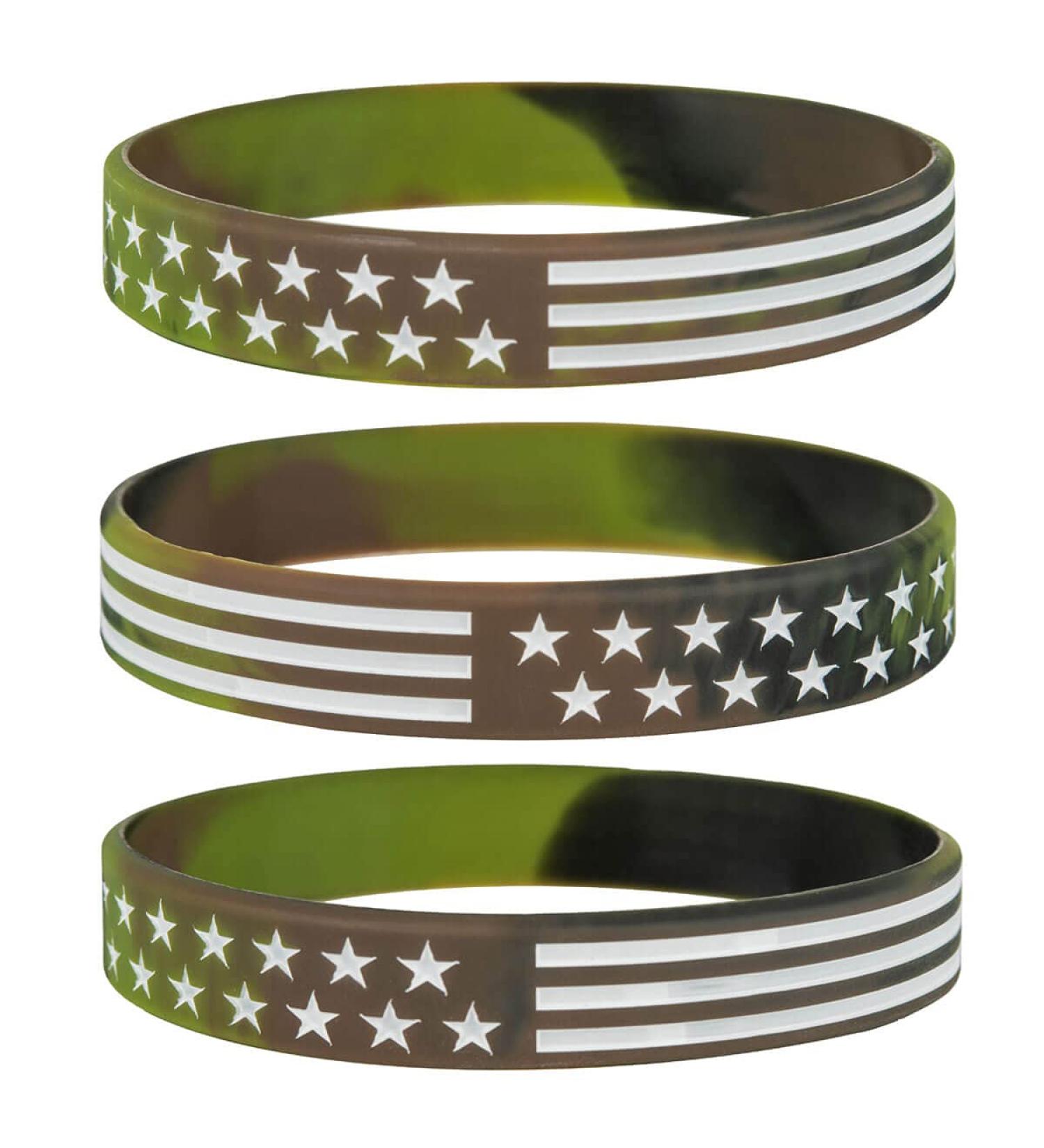 Buy Sainstone Camouflage Army Bracelet - Military Silicone with American Flag | Forest Camo Design for Patriots & Army Fans - Buy Online on GoSupps.com