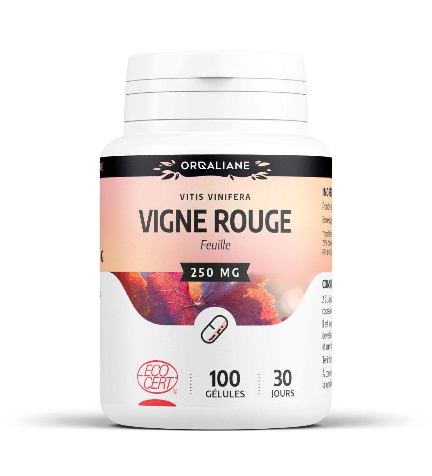 Organic Red Vine 250 mg - 100 Capsules - Ecocert Certified - Orgaliane - Buy Online on GoSupps.com