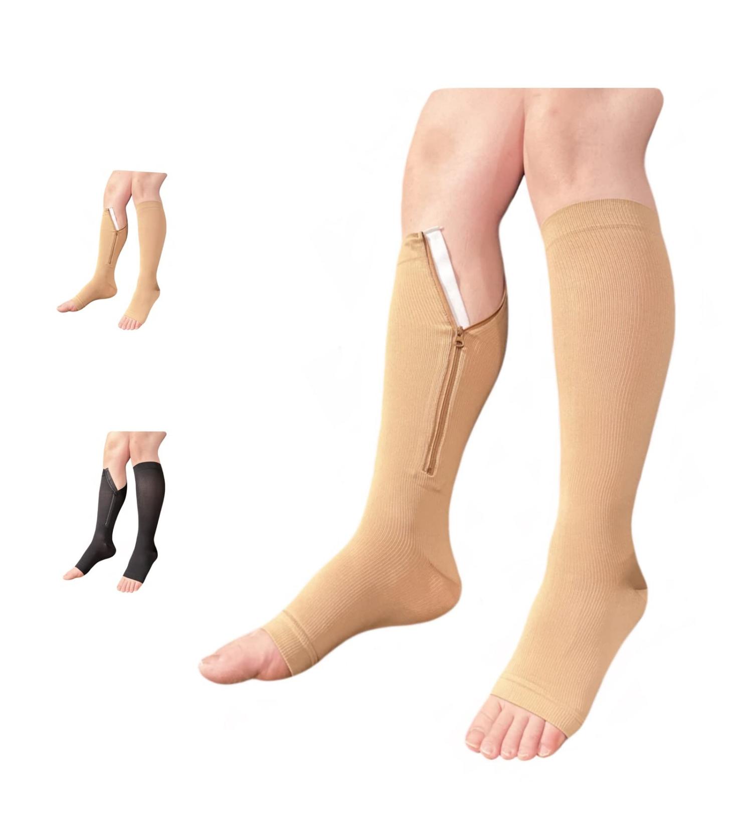 Open Toe 15-20 mmHg Compression Socks for Calf Pain - Large/X-Large - Nude - International Shipping - Buy Online on GoSupps.com