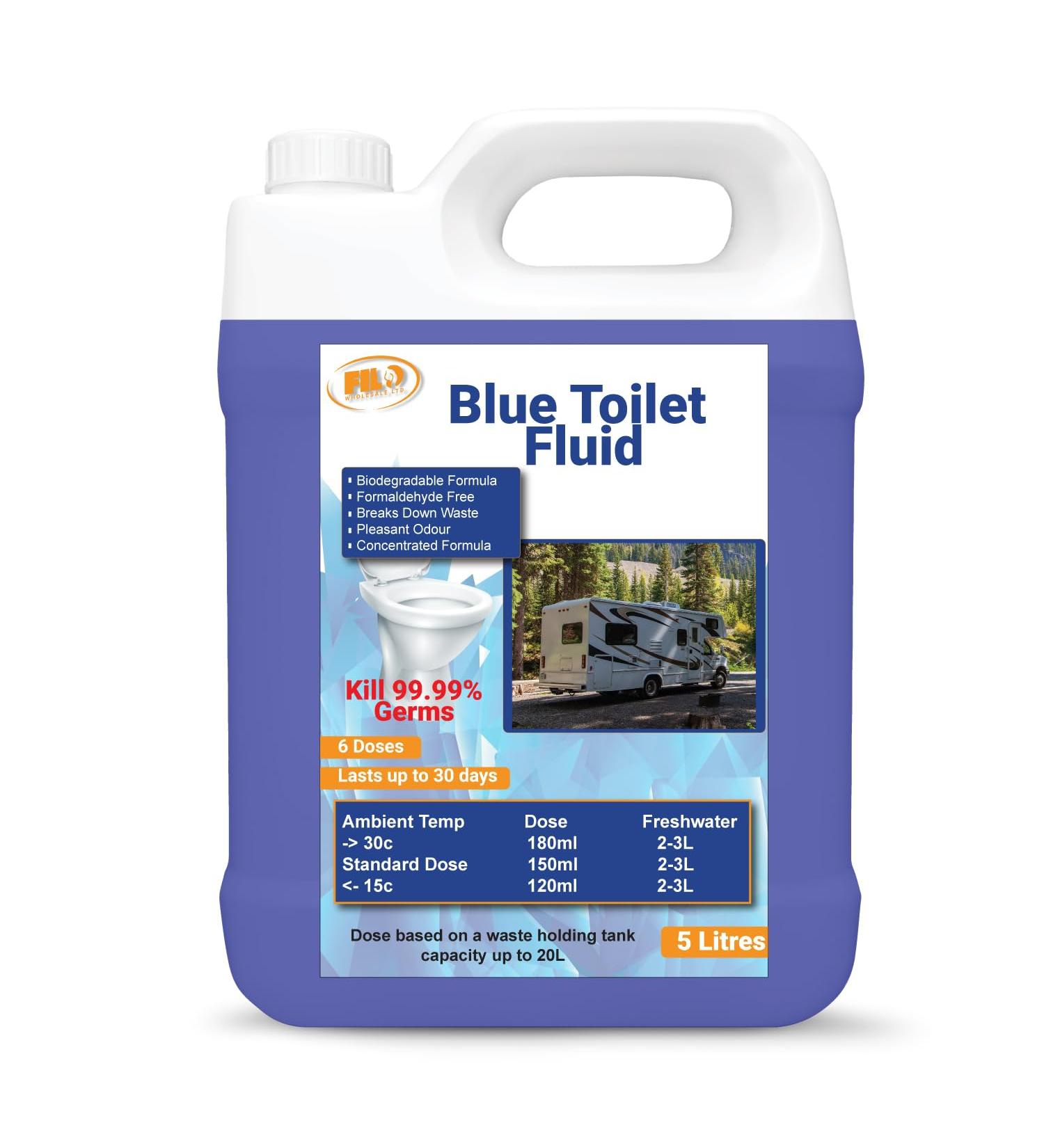 Filo Blue Toilet Fluid 5L Eco friendly Waste Holding Tank Cleaner for Caravan Motorhomes Campervans - Odour Control - Chemical Liquid for Camping/Portable Toilets. 1 - Buy Online on GoSupps.com