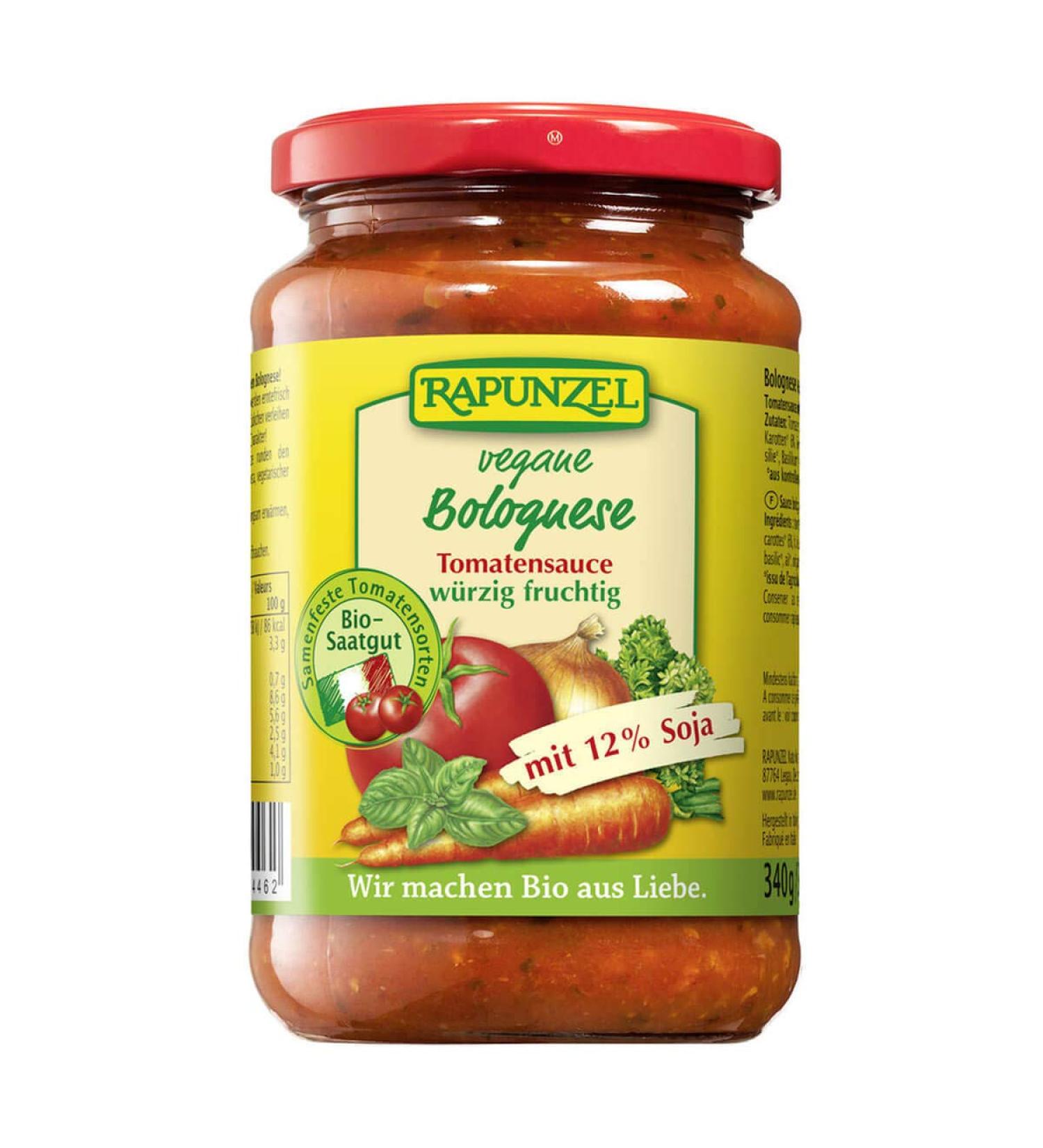 Rapunzel Naturkost Rapunzel - Vegan Bolognese Tomato Sauce with Soy - 0.33 L - Pack of 6