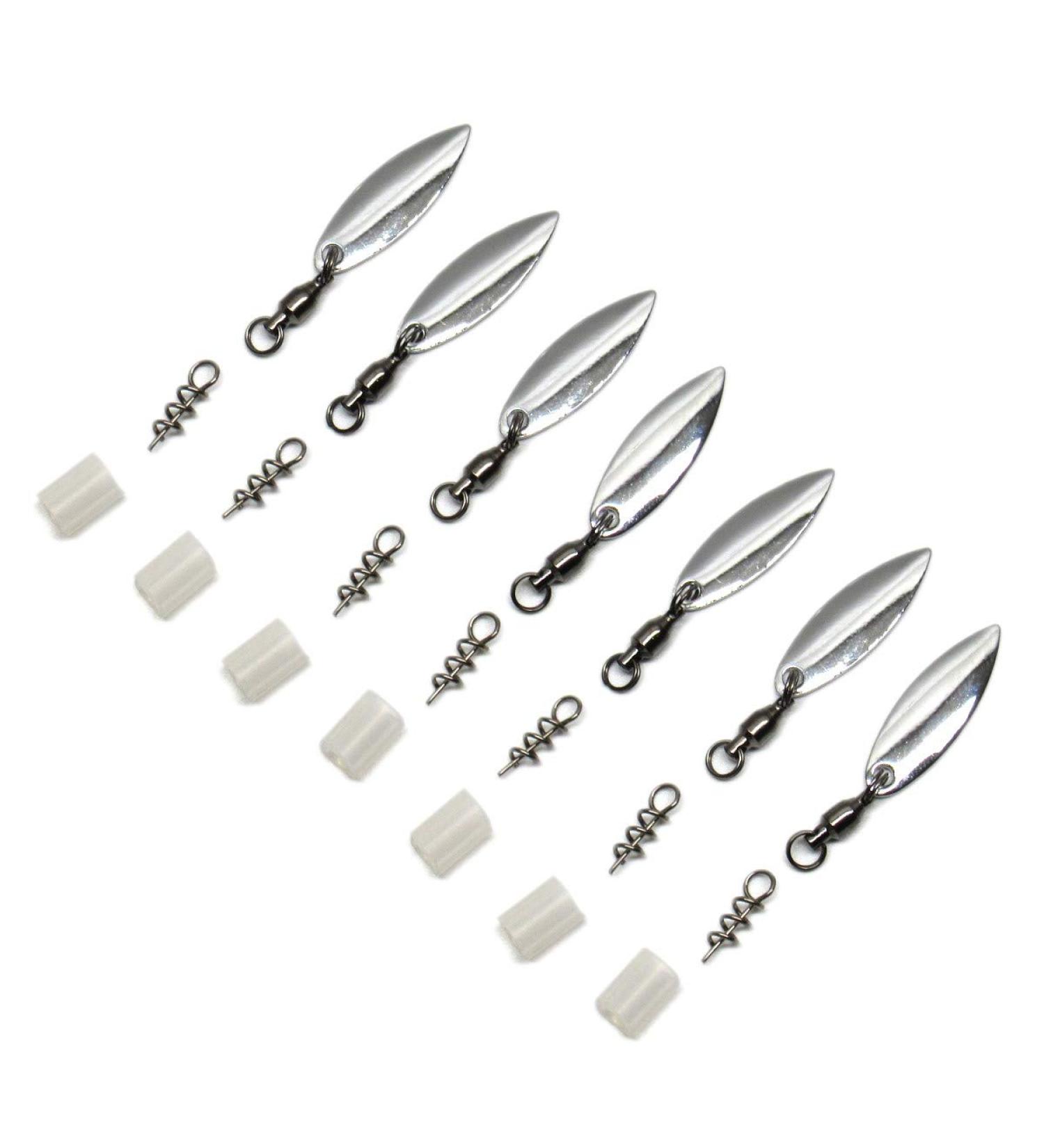 Harmony Fishing Company 7-Pack Tail Spinners - Willow Blade Soft Plastic/Senko Fishing Lure Hitchhikers in Silver - Buy Online on GoSupps.com