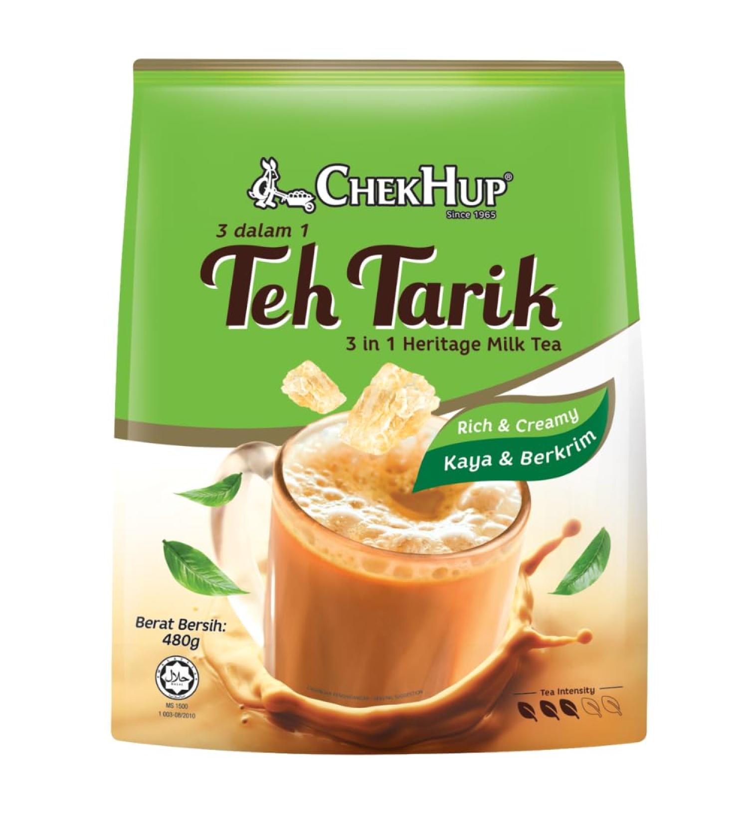 Chek Hup Teh Tarik RC - Th Noir Instantan Cr meux - 12 Sachets Individuels - Avec Sucre de Roche et dulcorants Naturels - Buy Online on GoSupps.com