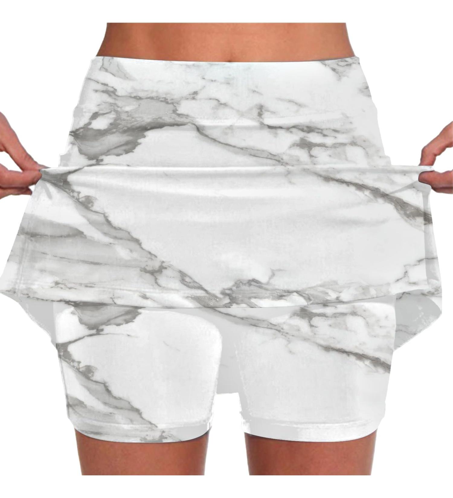 iOoppek Women's Solid Color Mid Waist Yoga Skirt with Pockets - Carnival Silver XL | International Shipping Available - Buy Online on GoSupps.com