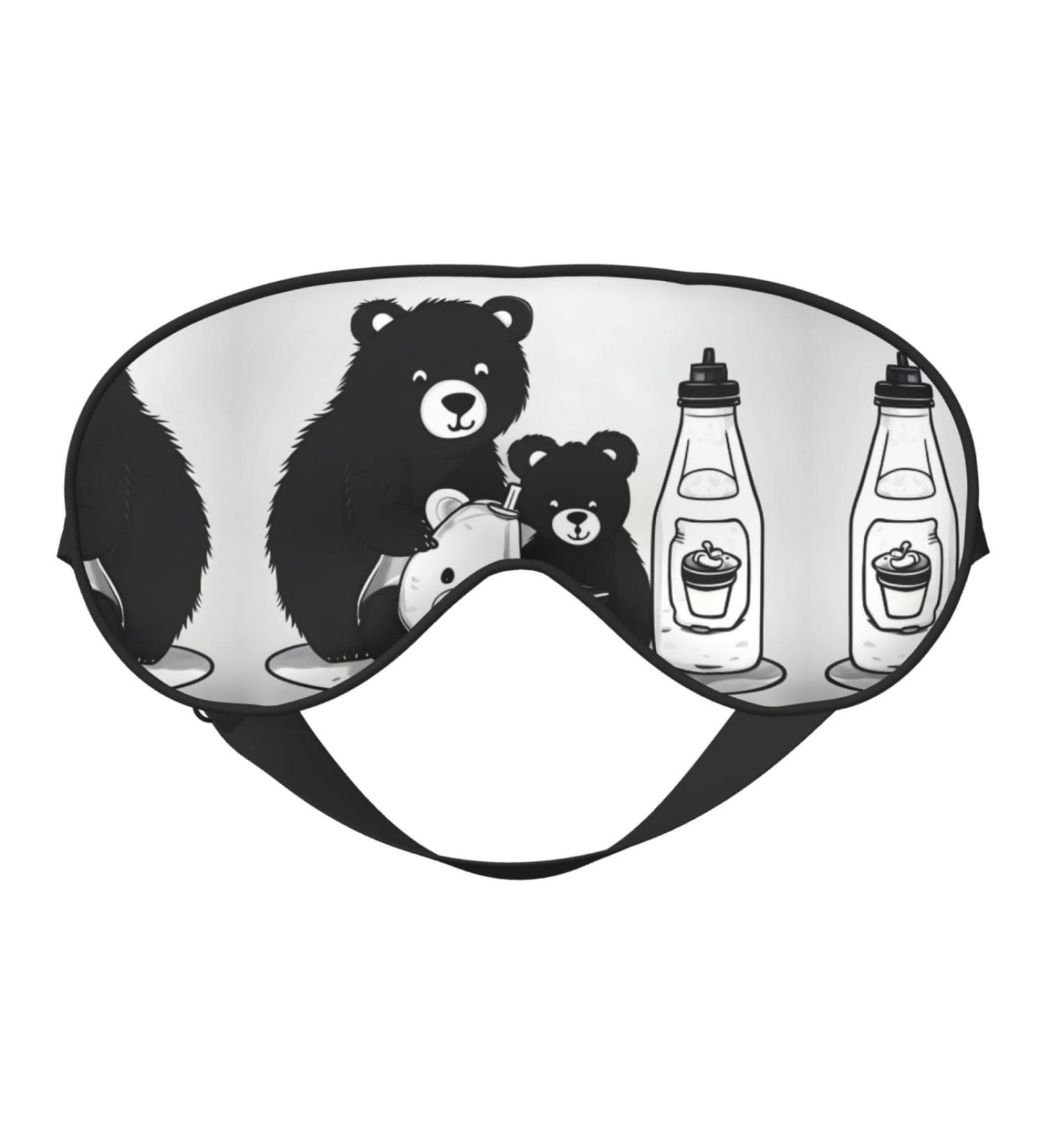 Buy Cute Milk Bottle Bear Eye Mask - Soft Elastic & Adjustable Sleep Mask for Men & Women | Comfortable Nighttime Eye Cover - Buy Online on GoSupps.com