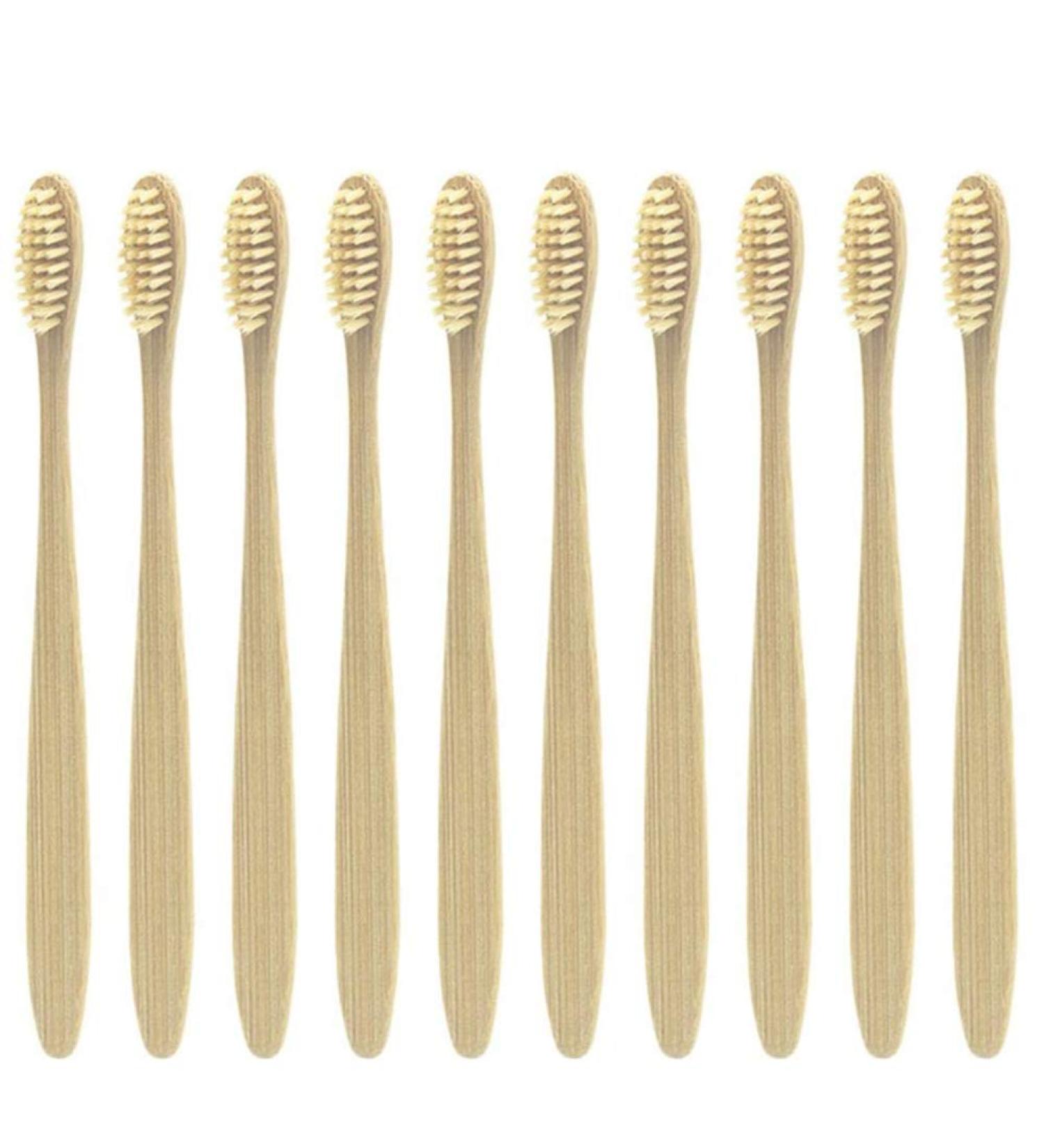 20 pcs Bamboo Toothbrush Set with Case | BPA-Free & Sustainable Wooden Toothbrushes | Activated Carbon for Healthy White Teeth - Beige - Buy Online on GoSupps.com