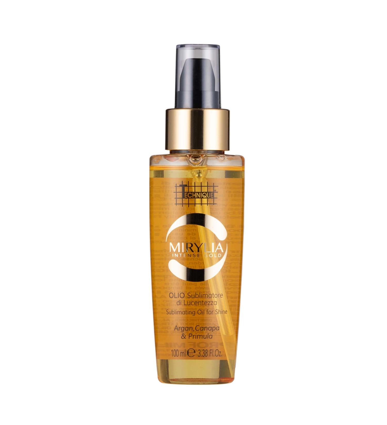 TECHNIQUE MIRYLIA INTENSE GOLD HAIR OIL SUBLIMATING SHINE WITH ARGAN CANAPA & PRIMULA 100 ML