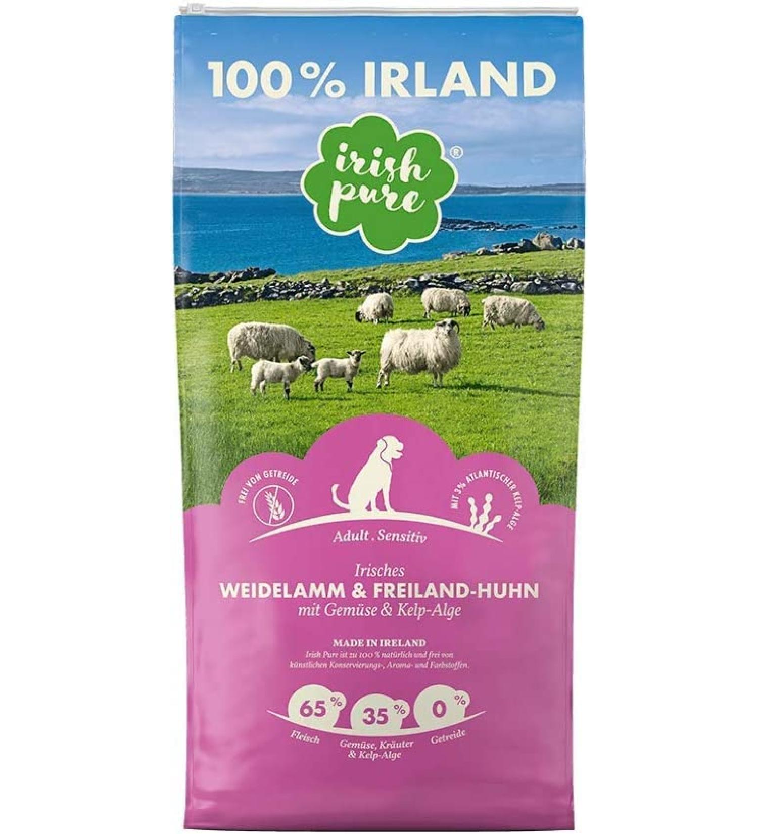 Irish Pure Dry Dog Food 1.5kg | Weidelamm & Freiland-Huhn | High Meat Cereal-Free Sensitive Formula | All Breeds - Buy Online on GoSupps.com