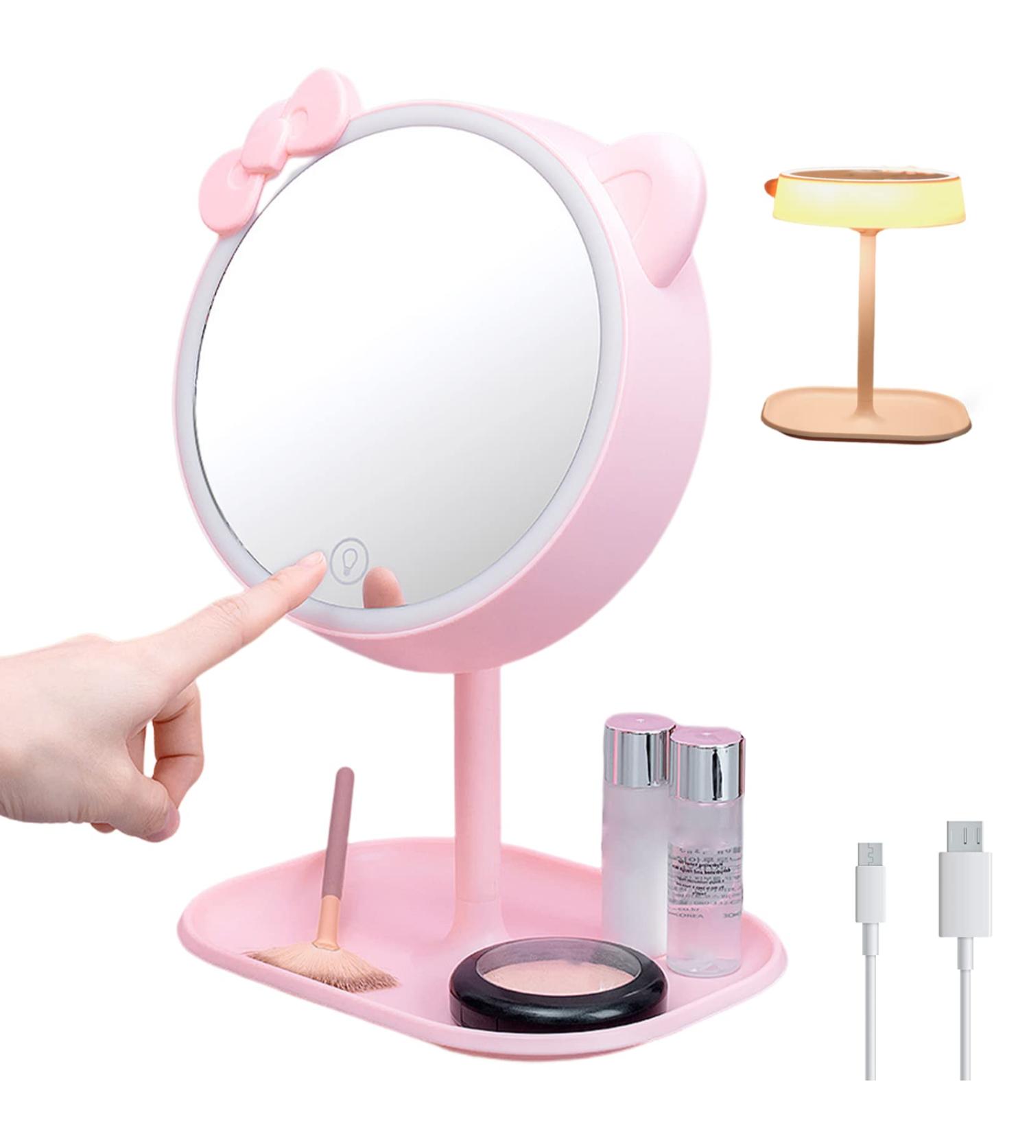 Makeup Mirror with Light Vanity Mirror Rechargeable Touch Sensor LED Cosmetic Mirror for Travel Bedroom - Buy Online on GoSupps.com