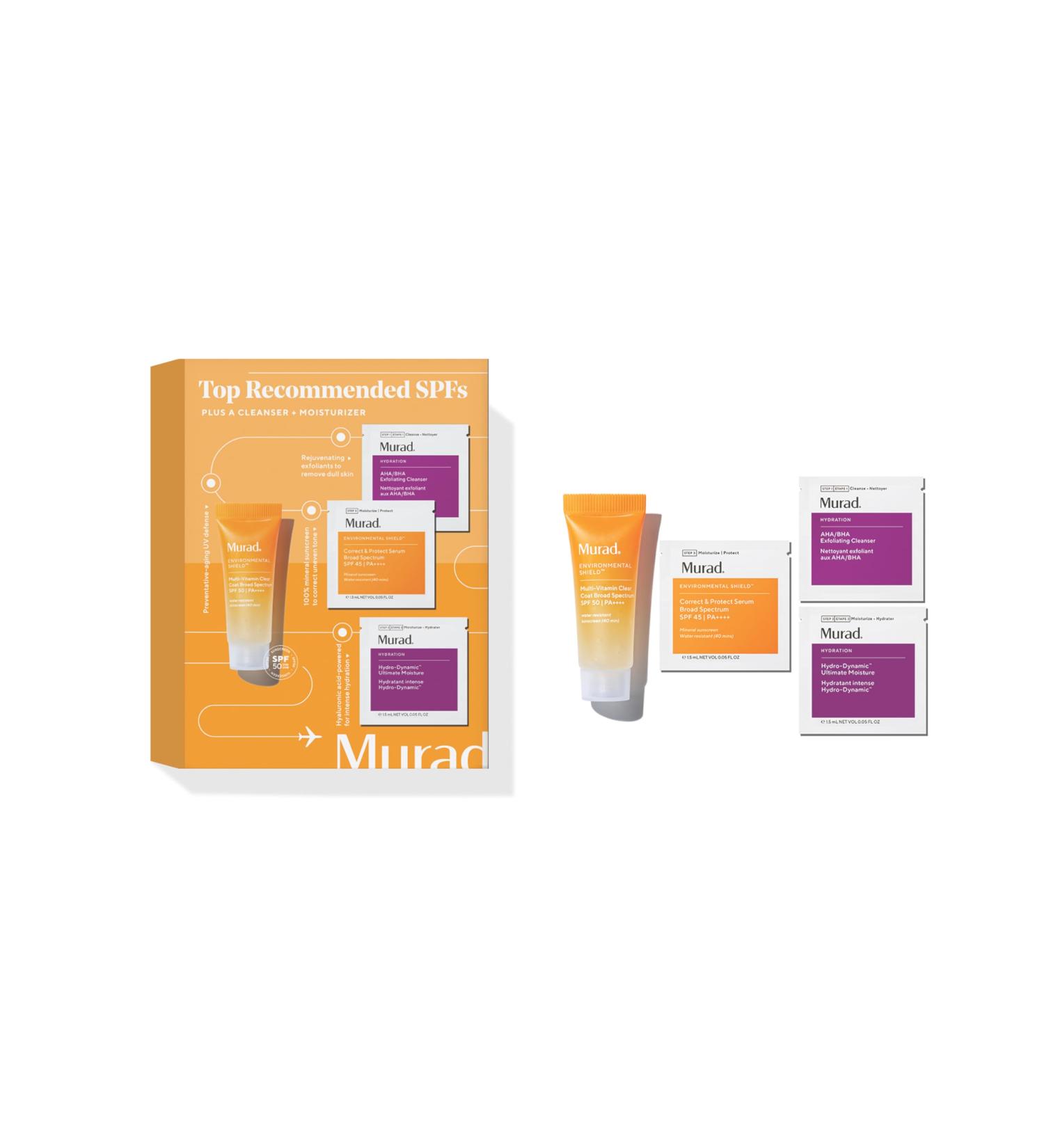 Murad SPF Sample Set | Derm on the Go - Multi-Vitamin Clear Coat SPF 50 & Bonus Items - Perfect Sunscreen for AM & PM - Buy Online on GoSupps.com