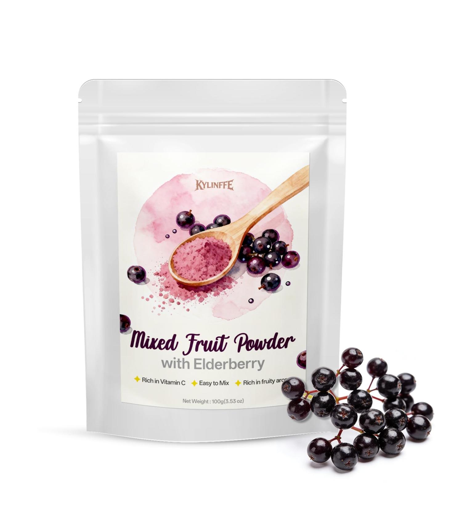 Kylinffe Elderberry Powder with Vitamin C & Antioxidants | Rich in Anthocyanins | Sambucus Elderberry Quick-Dissolve for Drinks & Smoothies | Portable Packaging 3.53oz - Buy Online on GoSupps.com