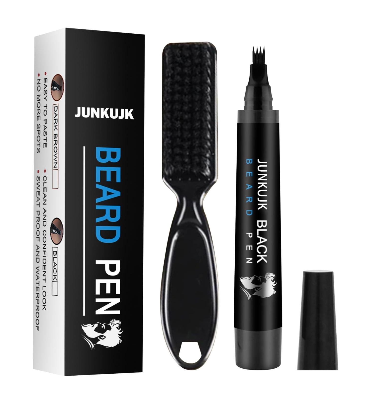 Beard Pencil Filler for Men Waterproof Beard Filling Pen Kit with Beard Brush Coverage Long Lasting Beard Pen for Men Beard Pen with 4 Tips(Black) - Buy Online on GoSupps.com