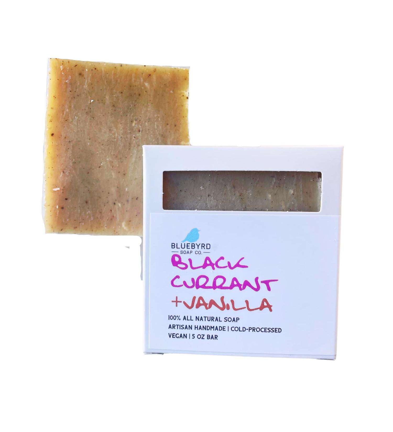 BLUEBYRD 100% Natural Black Currant & Vanilla Soap Bar - Vegan Paraben-Free Moisturizer for Sensitive Skin | Organic Oils & Natural Fragrance - Buy Online on GoSupps.com