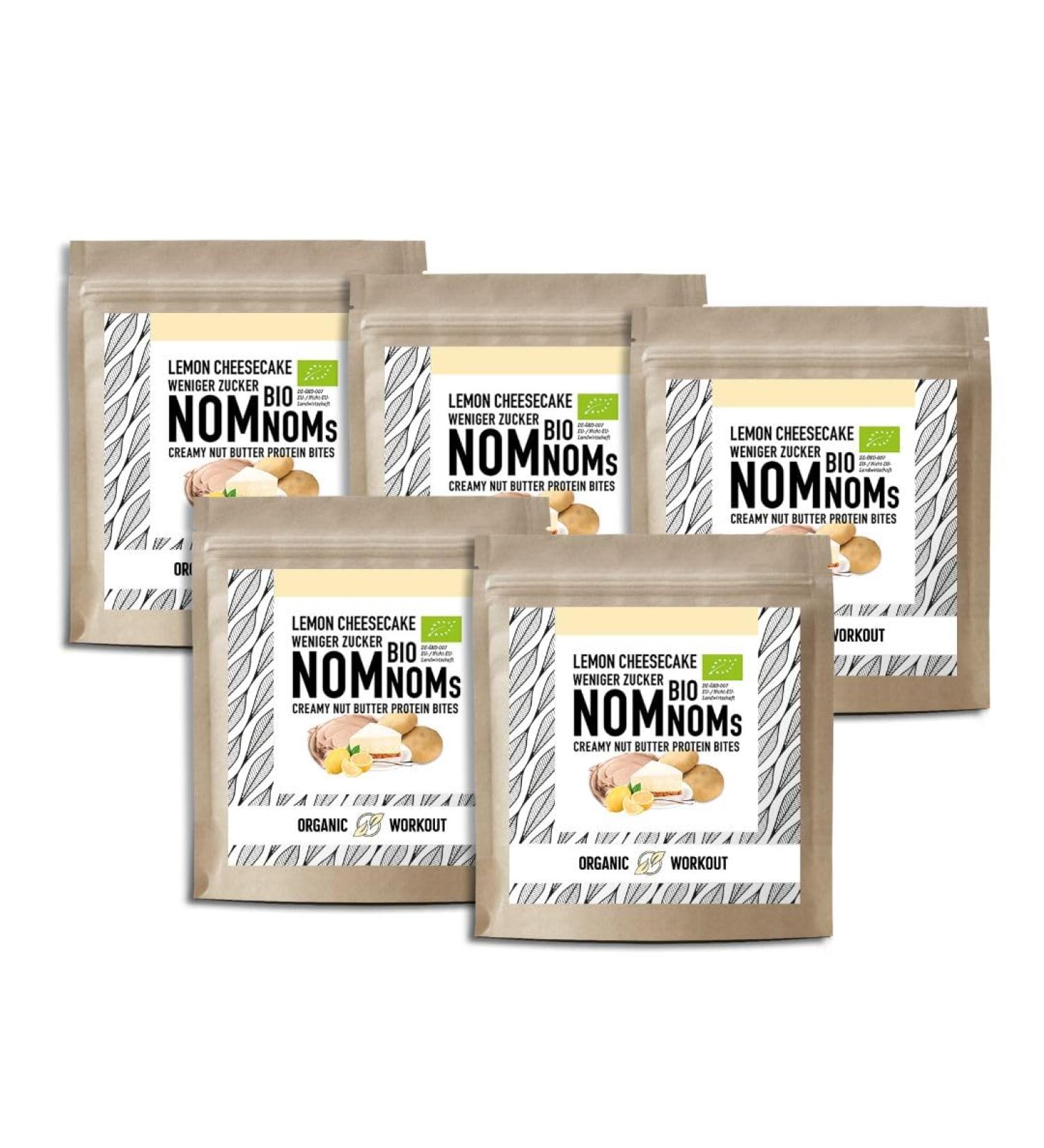 Lemon Cheesecake Nomnoms |Creamy nutmus protein-bites-organic vegan with organic erythritan-protein bar alternative lemon cheesecake 5er (5x3 bites)