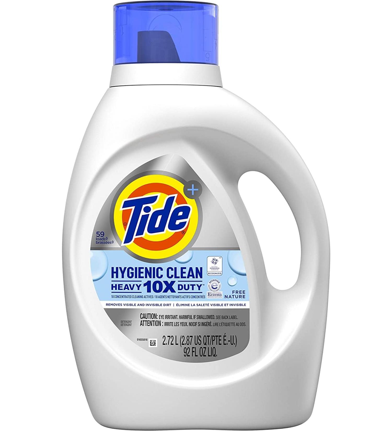 Tide Hygienic Clean Heavy Duty 10x Free Liquid Laundry Detergent - Unscented 59 Loads HE Compatible - 92 Fl Oz - International Shipping Available - Buy Online on GoSupps.com