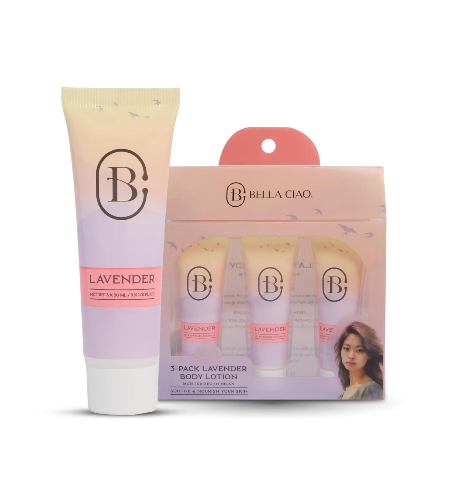 Bella Ciao Pack of 3 Daily Moisturizing Body Lotion Lavender-Scented Lotion for Dry Skin 24-Hour Hydration Made Without Synthetic Fragrances Phthalates Parabens and Dyes Travel-Friendly Size - Buy Online on GoSupps.com