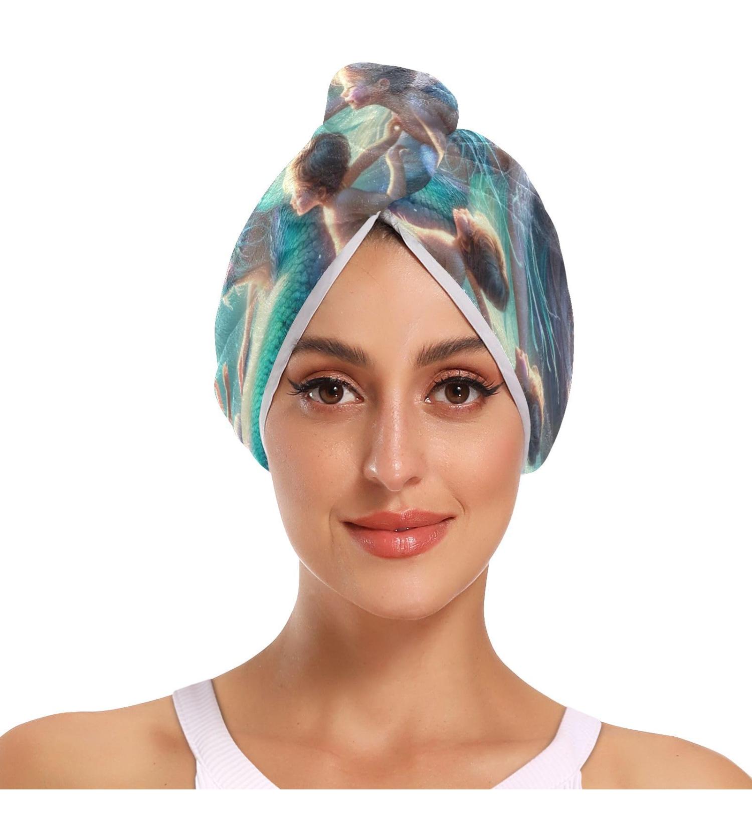 Super Absorbent Mermaid Hair Towels 2 Pack | Quick Dry Turbans for Women & Girls - Buy Online on GoSupps.com