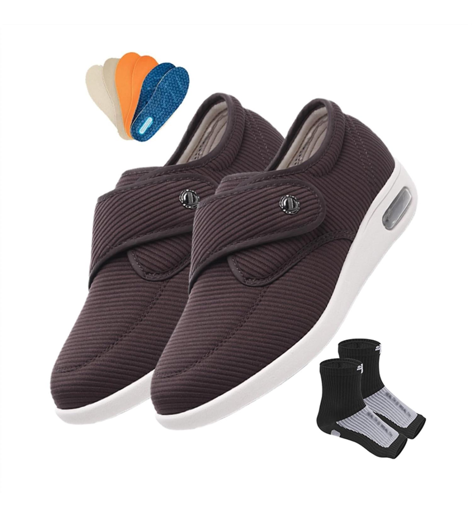 Stylish Women's Diabetic Shoes - Breathable Adjustable Non-Slip for Swollen Feet & Edema - Extra Wide Medical Shoes in Brown - Buy Online on GoSupps.com