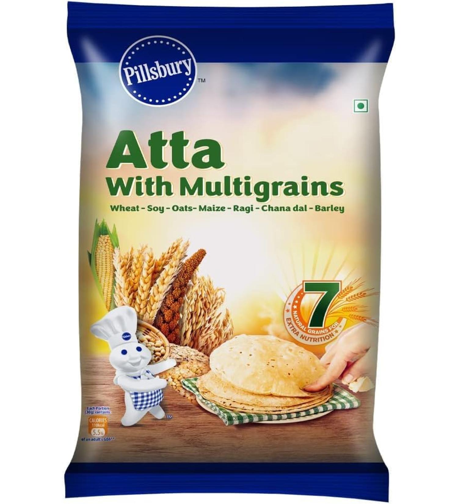 Seelans Pillsbury Multigrain Atta 5KG Bag | 100% Pure and Natural | Full of Fibre | Make Rotis & Chappatis | Traditional Indian Flour | Nutritious | Healthy | Vegetarian - Buy Online on GoSupps.com
