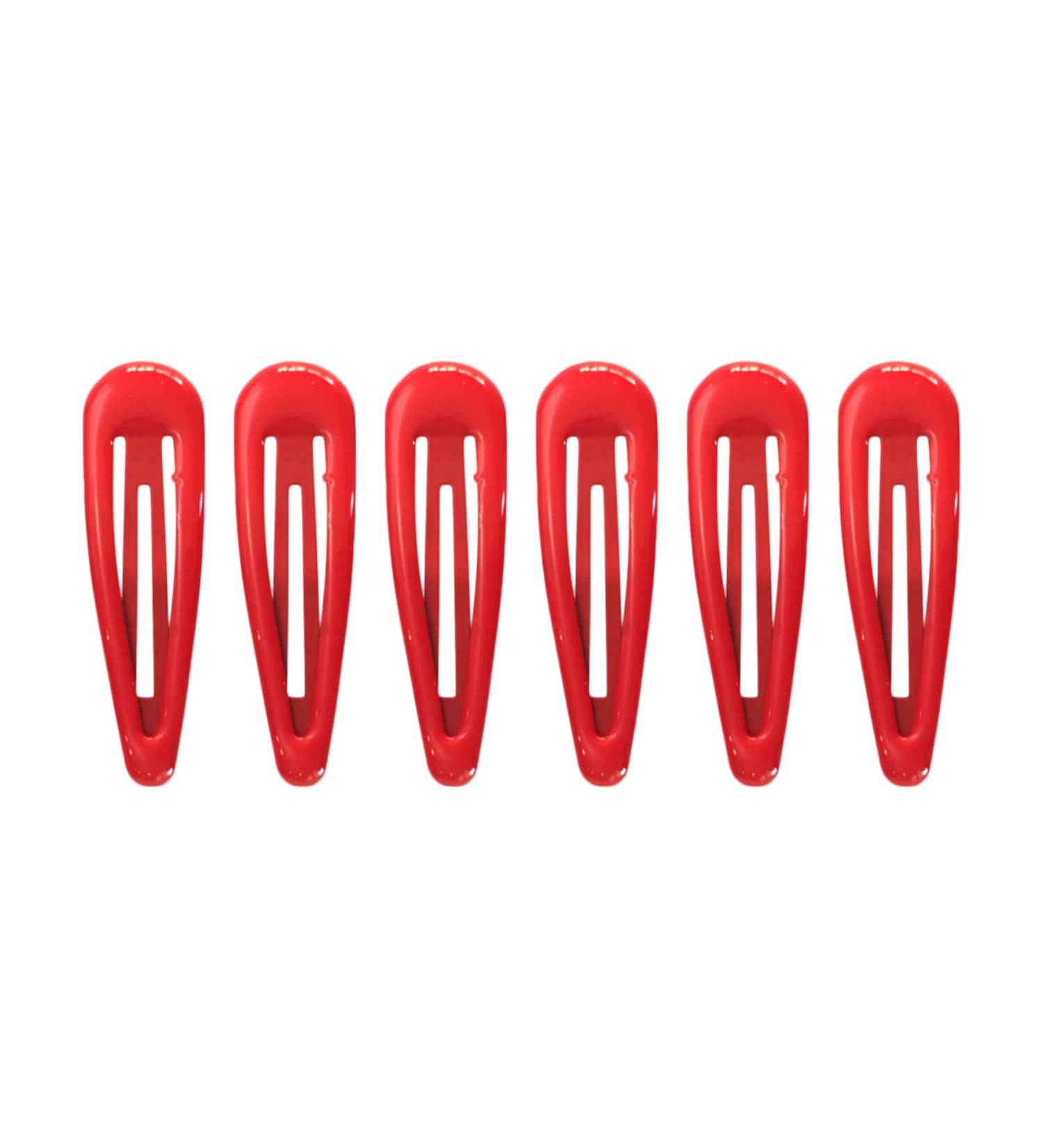 6Pcs 5CM Snap Hair Clips in Red - School Colours Hair Accessories for Girls & Women - Buy Online on GoSupps.com