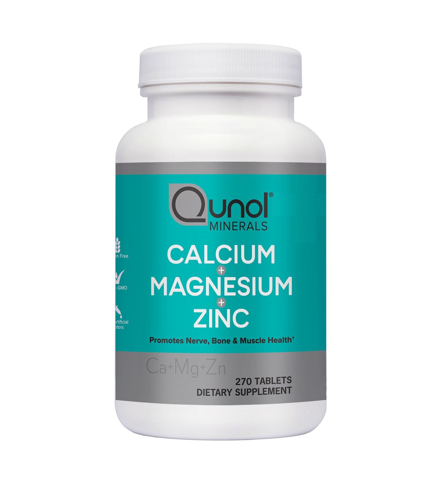 Qunol Calcium 3 in 1 Tablets with Calcium Magnesium & Zinc for Immune Support Bone Nerve and Muscle Health Supplement 270 Count 270 Count (Pack of 1) - Buy Online on GoSupps.com