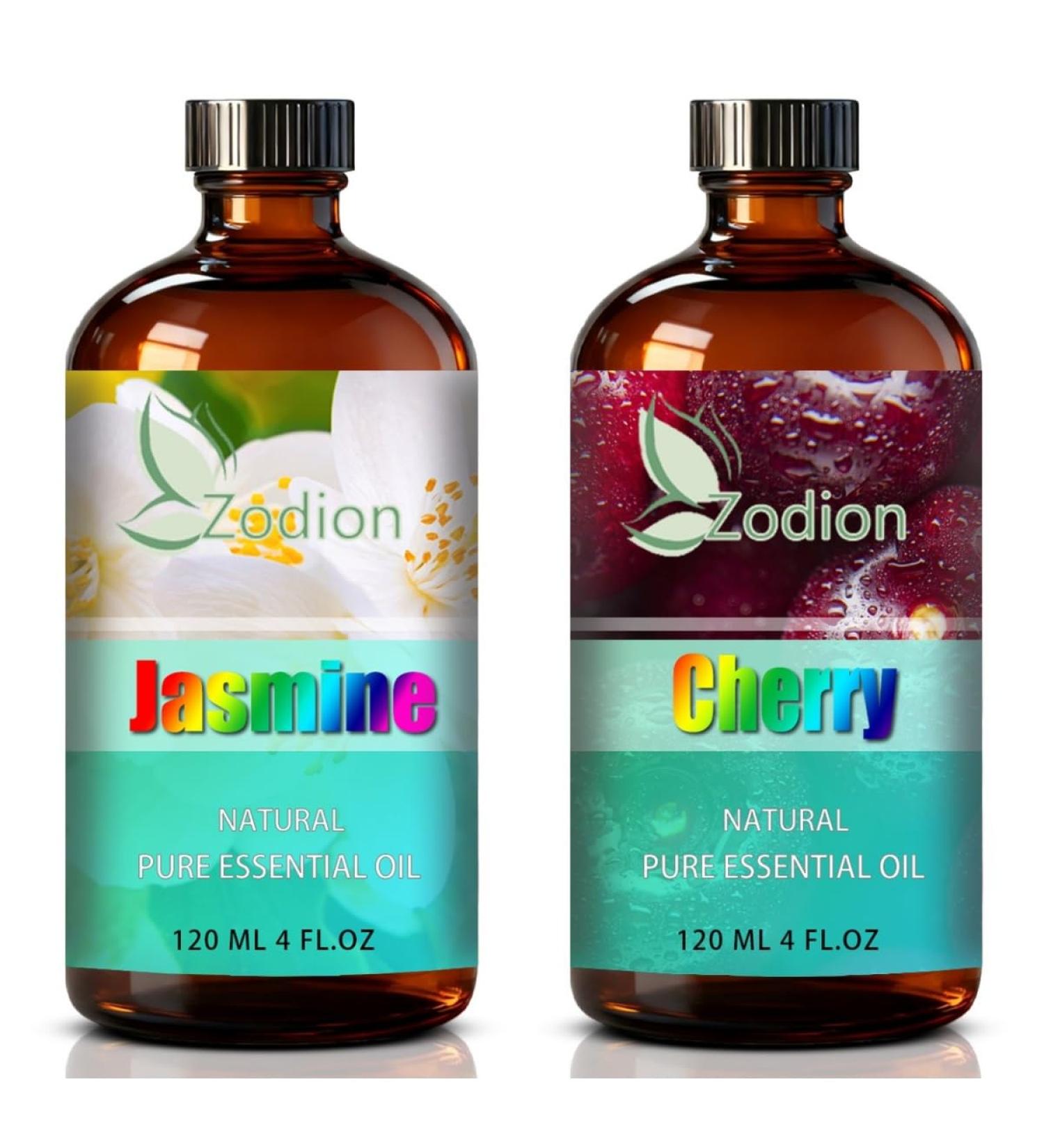 Cherry Essential Oil 4 Fl Oz and Jasmine Essential Oil 4 Fl Oz - Cherry & Jasmine Oil for Diffuser Aromatherapy Home Fragrance Skin & Hair Care DIY Candle & Soap Making Yoga - Buy Online on GoSupps.com