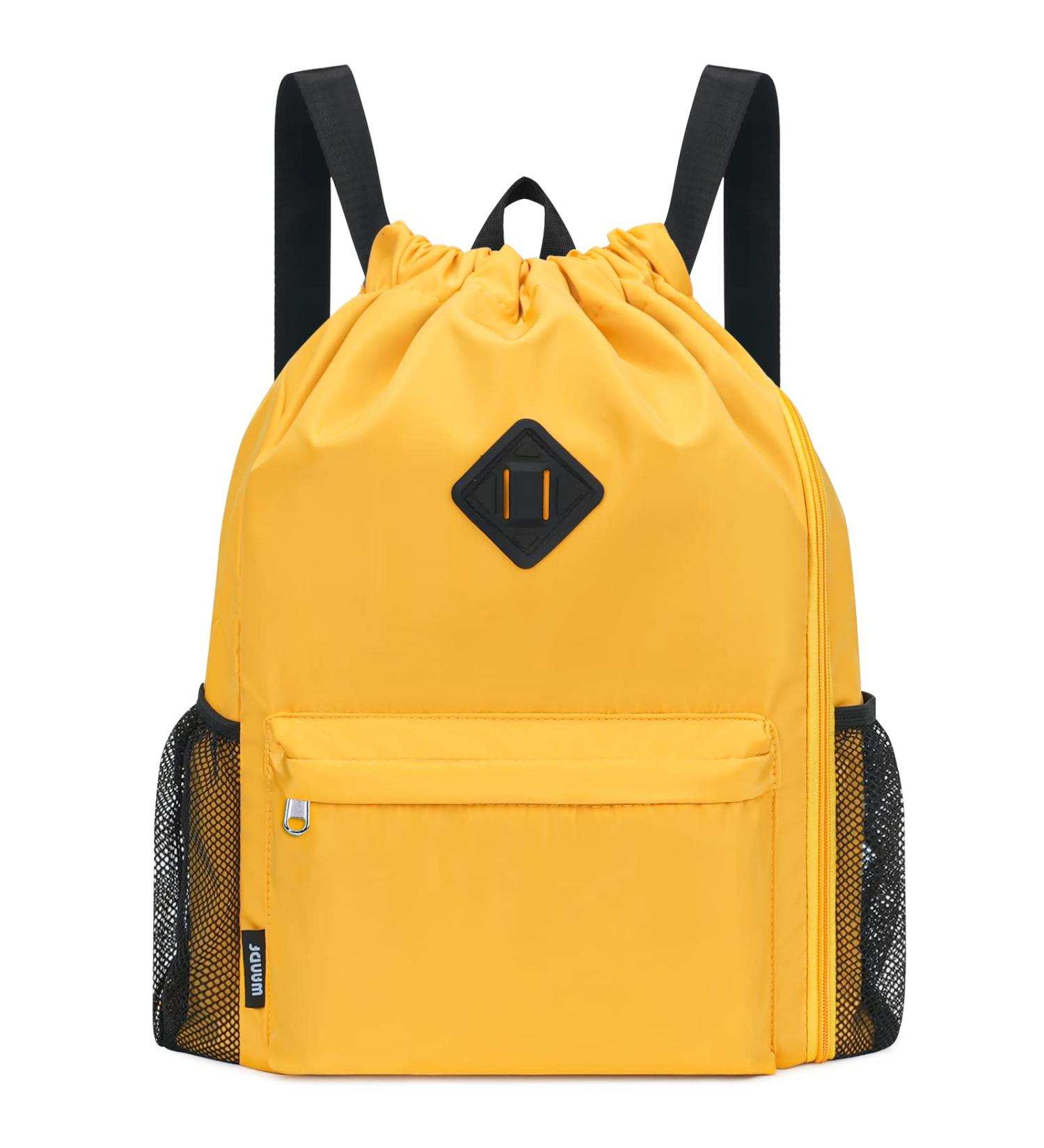Orange Large Wall Backpack with Cord | Water-Repellent Sports Bag with Shoe Compartment for Men & Women - Buy Online on GoSupps.com
