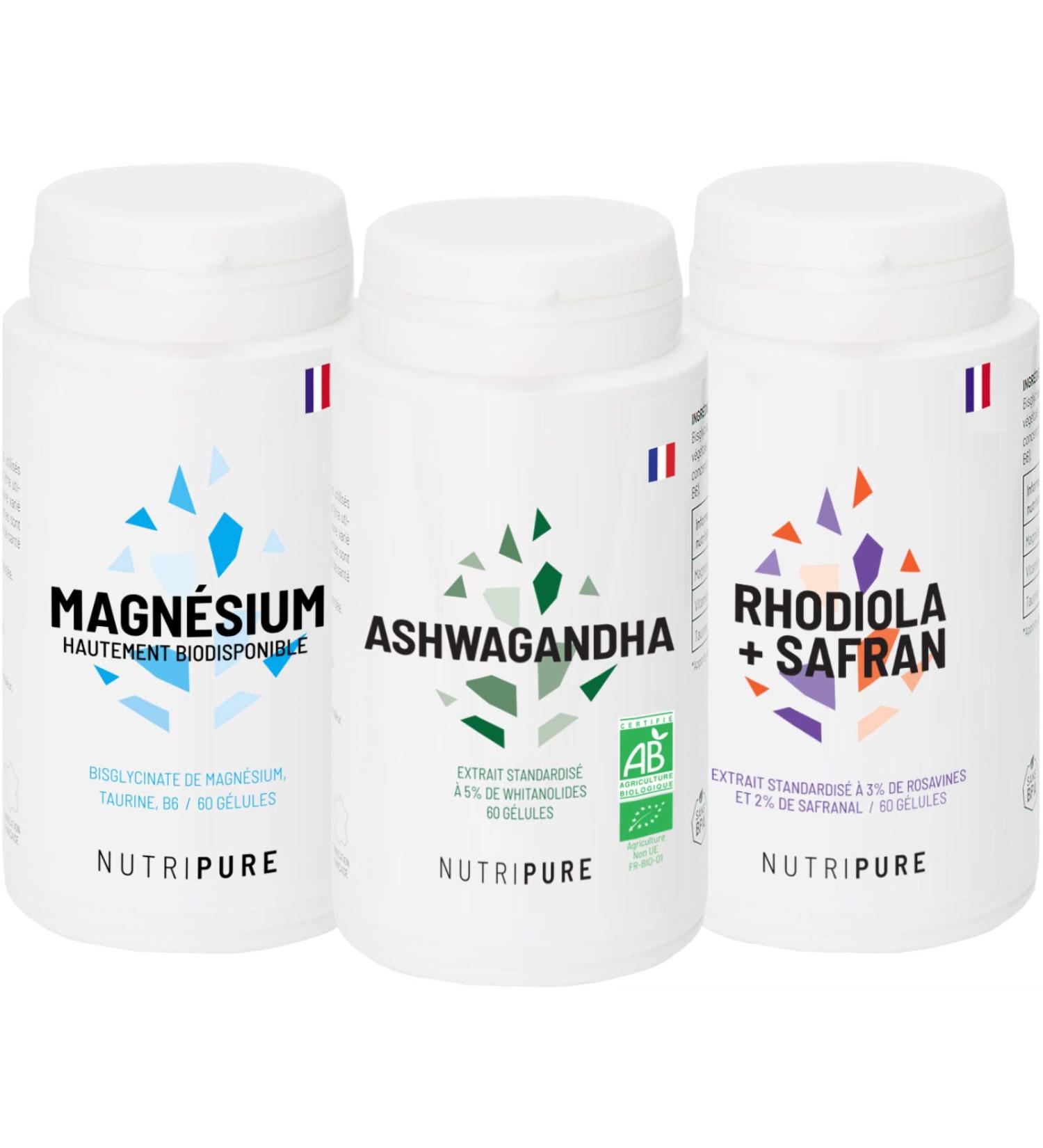 Nutripure | Balance & Sleep Stress Pack | Food Supplements Magnesium Bisglycinate Ashwagandha & Rhodiola | For Recovery | Take Over Yourself | Gift Or To Give - Buy Online on GoSupps.com