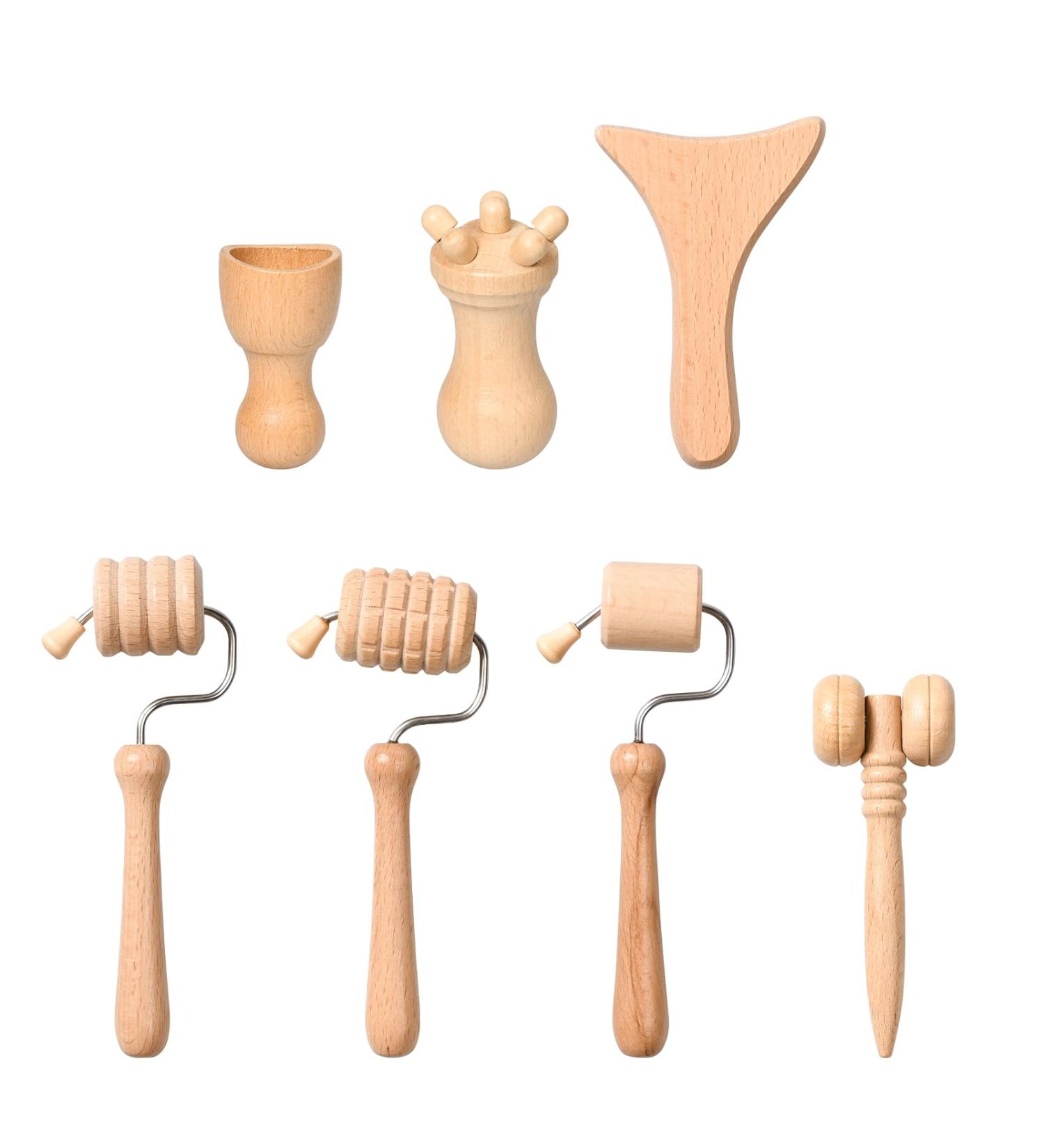7-in-1 Wooden Facial Massage Tool Set | Face Sculpting & Skin Care | Jawline Roller for Muscle Relief & Fatigue Relief - Buy Online on GoSupps.com