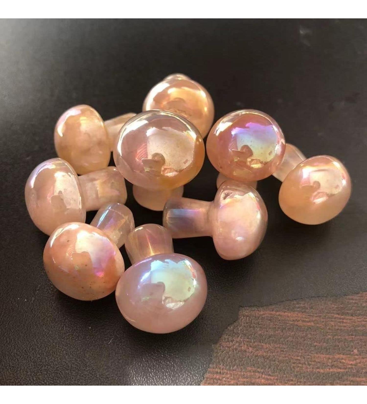 Natural Crystal Rough Home Decor 10pcs Natural Gold Plating Flower Agate Quartz Mushroom Cherry Blossom Agate Crystal Buttom Mushroom Gifts Natural Crystal Raw Stones and Minerals - Buy Online on GoSupps.com
