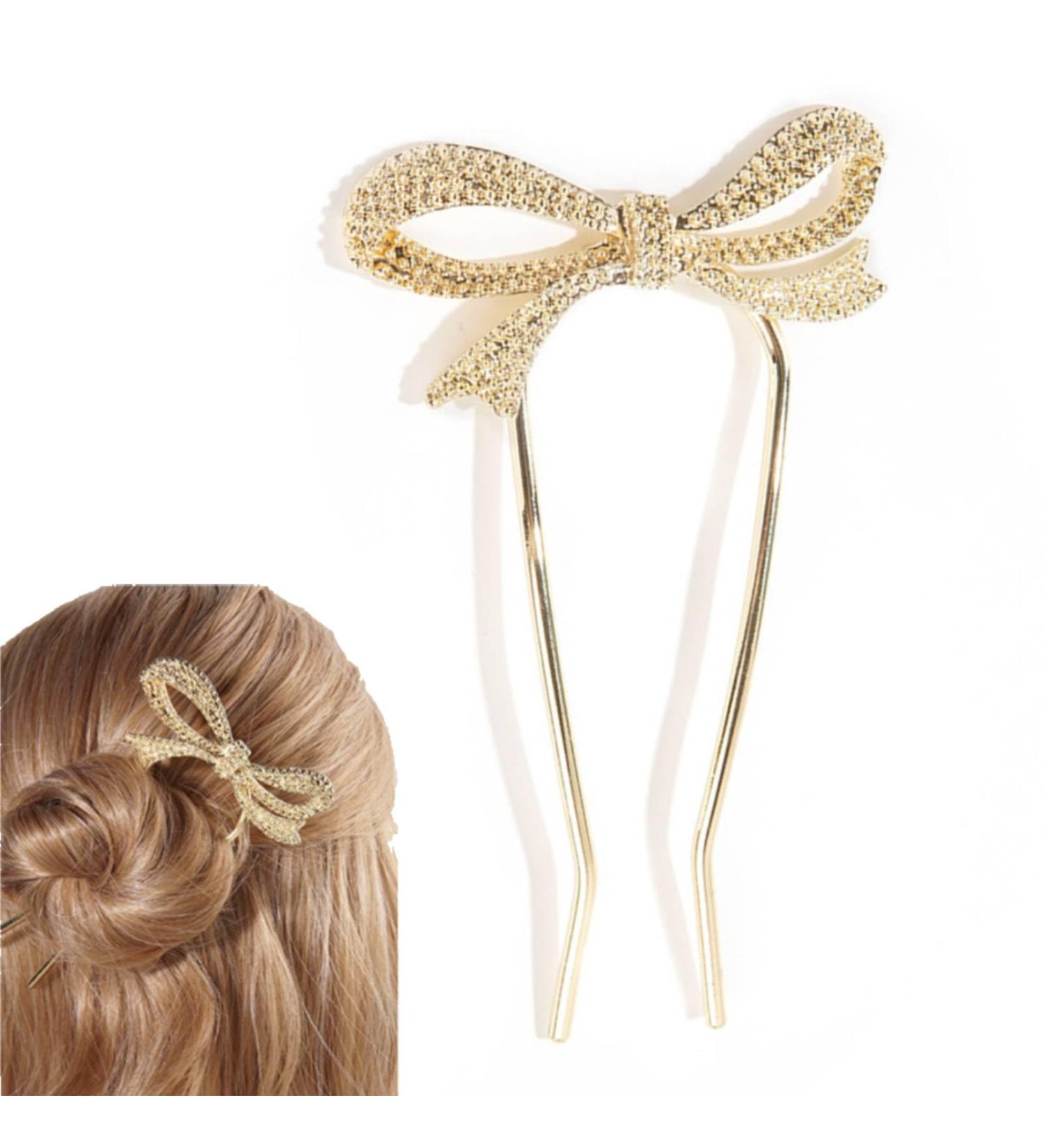 Beaous Gold Hair Needle - Elegant U-Shaped Hair Fork & Practical Hair Jewelry for Weddings | Exquisite Hair Accessory for Women & Girls - Buy Online on GoSupps.com