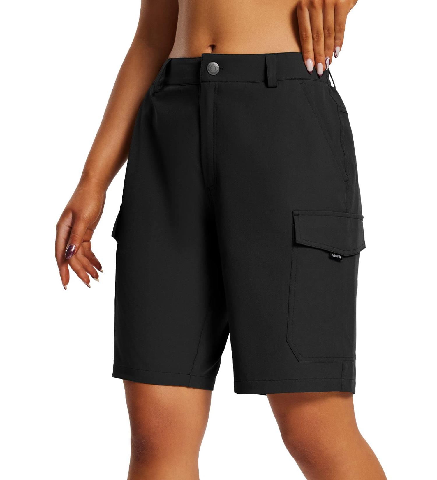 BALEAF Women's Long Hiking Shorts | Quick Dry UPF 50+ Cargo Shorts - Black, X-Large - Buy Online on GoSupps.com