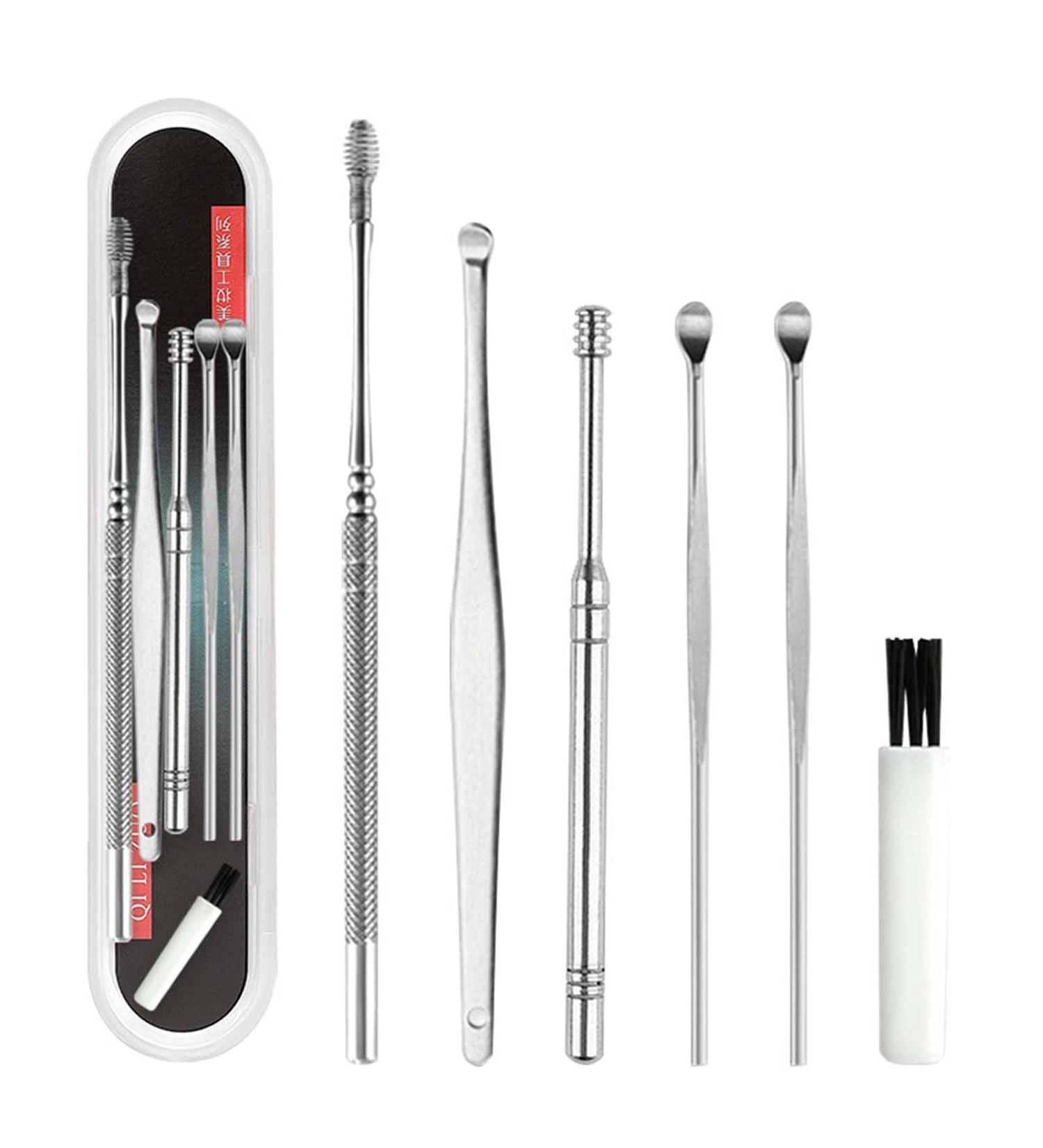 Stainless Steel Earwax Removal Kit - Portable 6 Pc Ear Pick Cleaning Tool - Buy Online on GoSupps.com