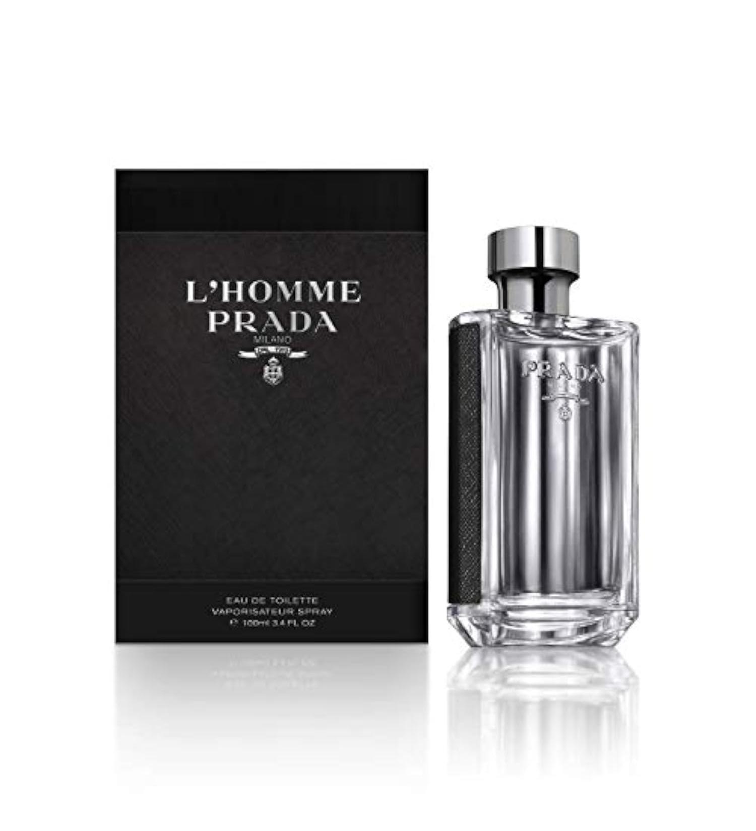 Prada L'Homme For Men Eau De Toilette Spray 3.3 Fluid Ounce (Packaging may vary) Amber Wood 3.3 Fl Oz (Pack of 1)