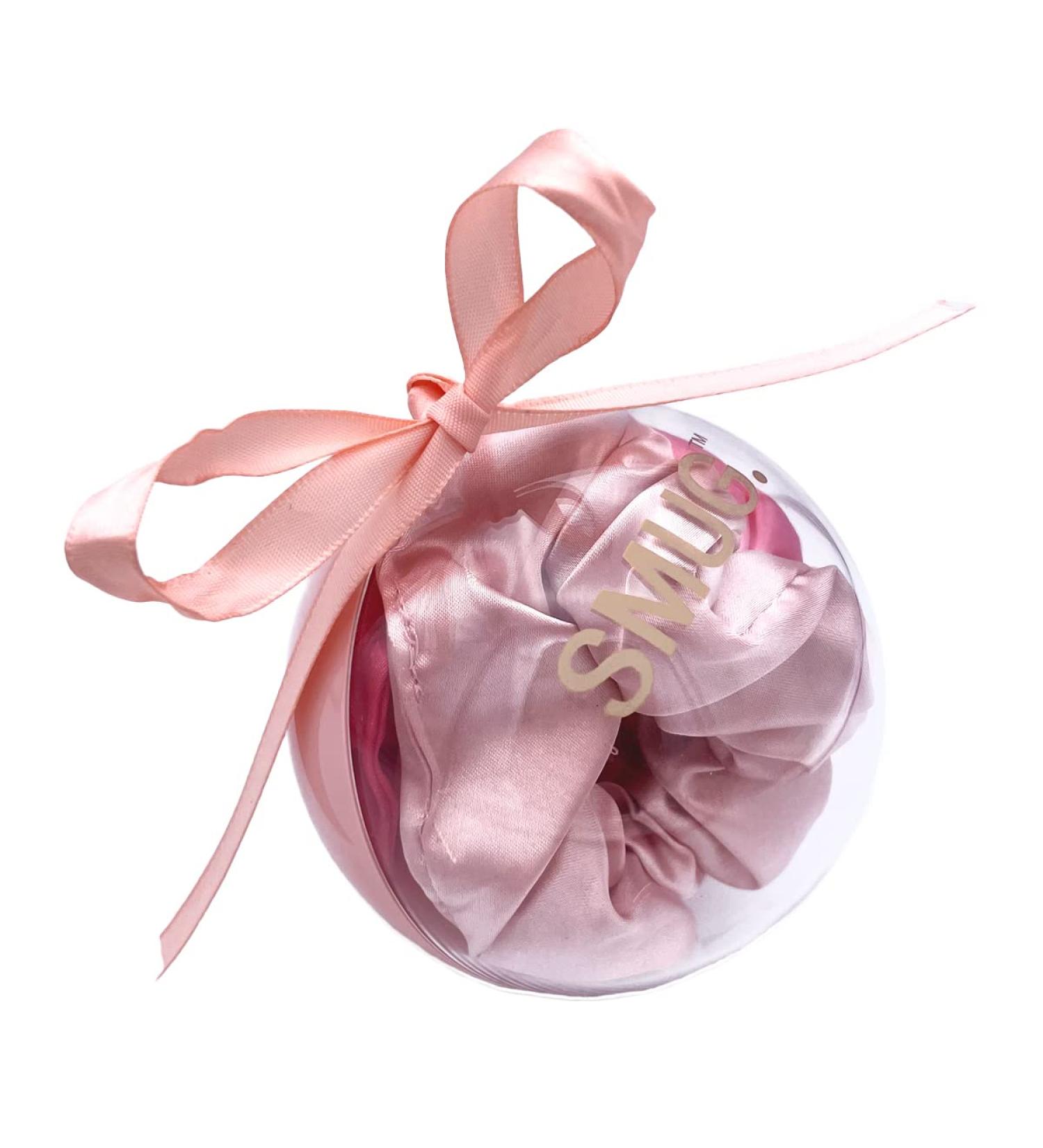 SMUG Satin Scrunchies Bauble | 3 PC Pink Satin Hair Scrunchies For Women | Cute Scrunchies For Girls Anti-Damage & Snag-Free | Christmas Presents For Sister Mum | Christmas Stocking Fillers For Women - Buy Online on GoSupps.com