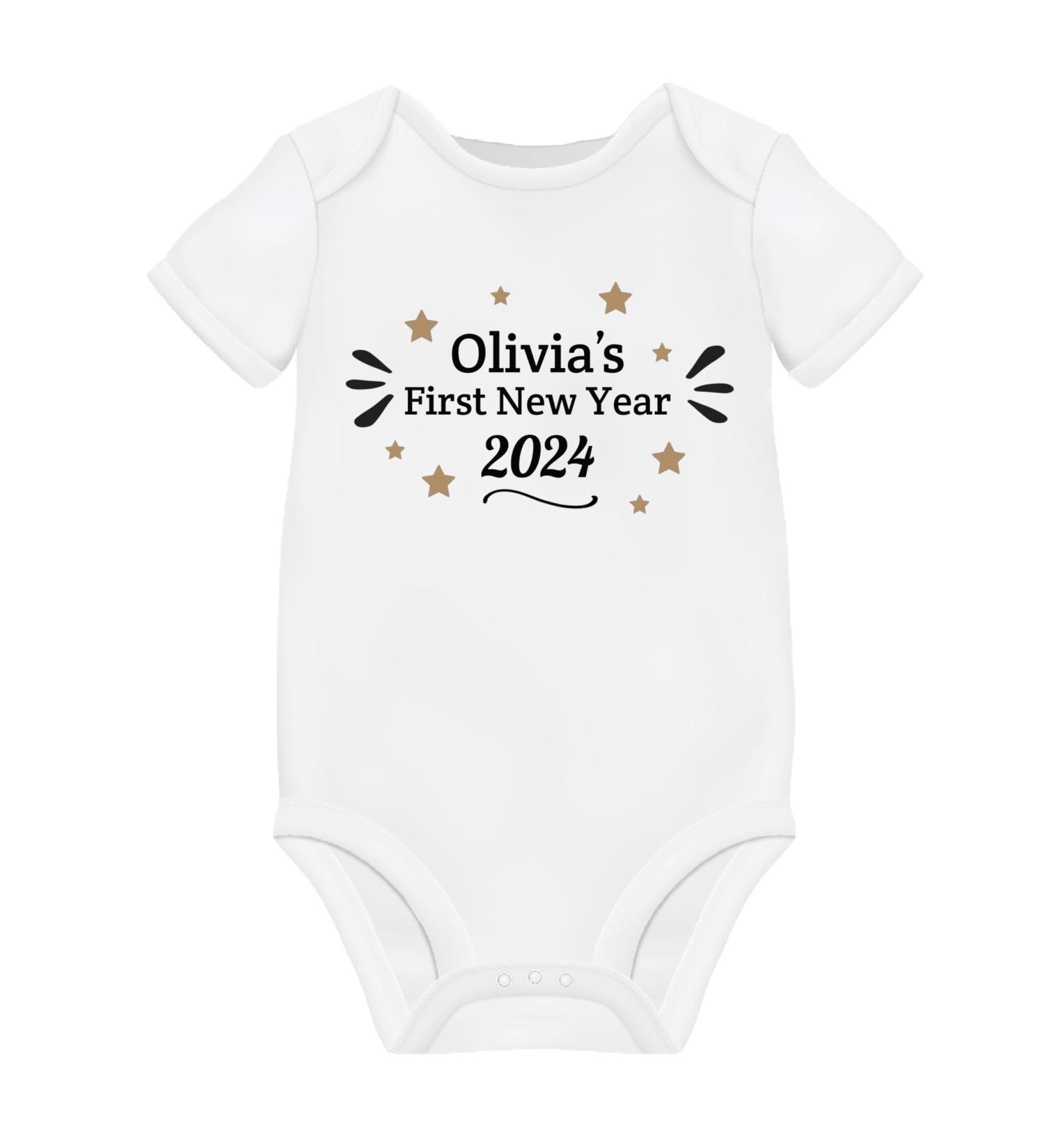 Personalised My First New Year Baby Outfit | Unisex Baby Grows Vest 12-18 Months - Buy Online on GoSupps.com