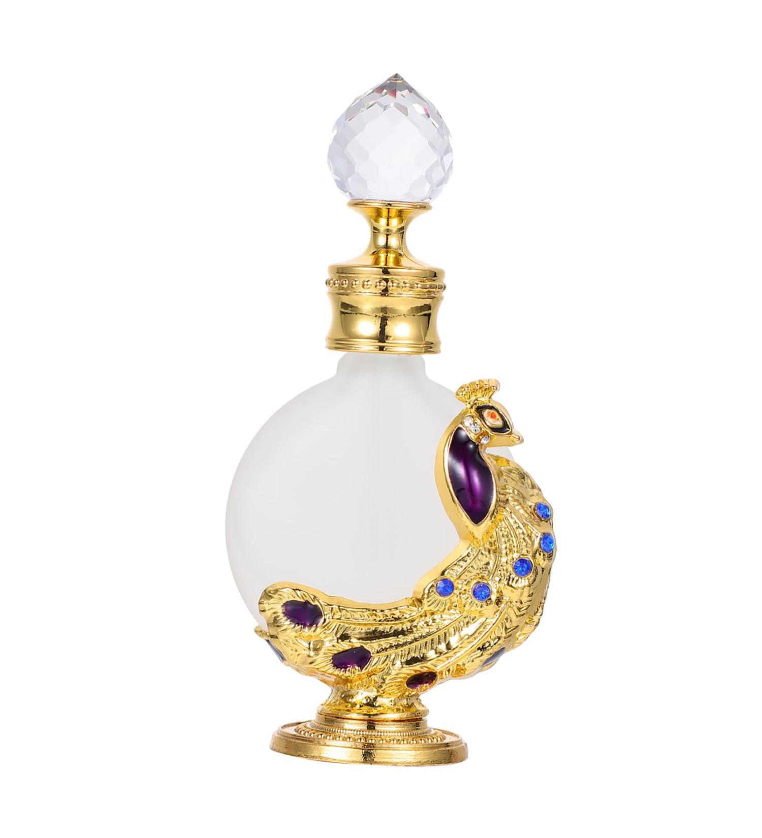 MUSISALY 1pc Peacock Essential Oil Bottle Perfume Dropper Bottle Home Perfume Bottle Glass Perfume Bottle Liquid Dispenser Glass Empty Holder Empty Perfume Bottle Women Perfume Bottle 3.1x10.5cm Golden - Buy Online on GoSupps.com