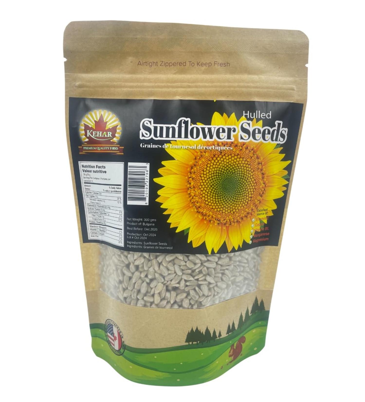 Kehar Foods Hulled Sunflower Seeds - 300g | Nutritious Snack | Rich in Protein Fiber & Healthy Fats | Perfect for Baking Cooking & Snacking | No Shell Ready to Eat (PACK OF 10) - Buy Online on GoSupps.com